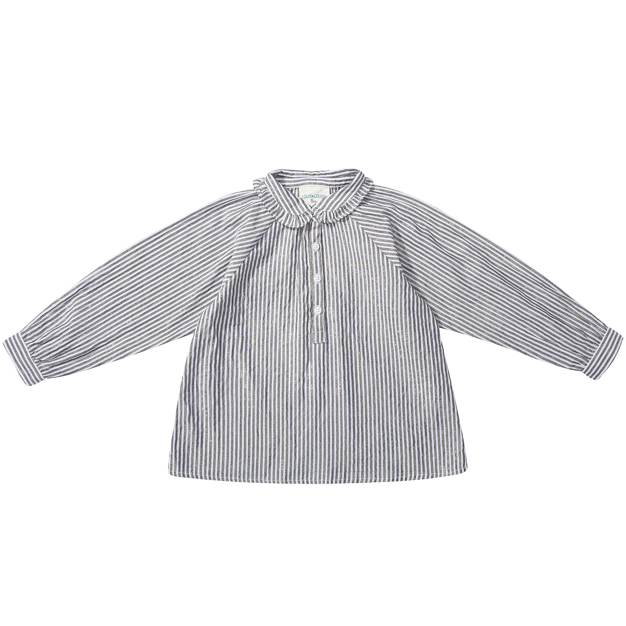 Girls Grey Stripes Cotton Shirt