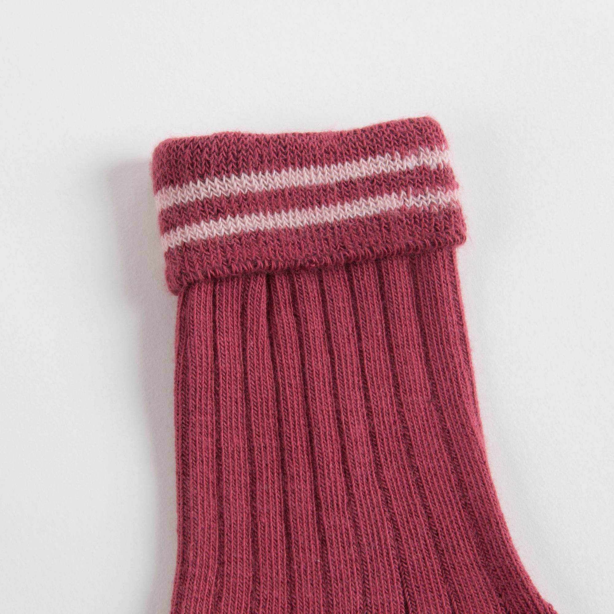 Girls Plum Cotton Rib Ankle Socks