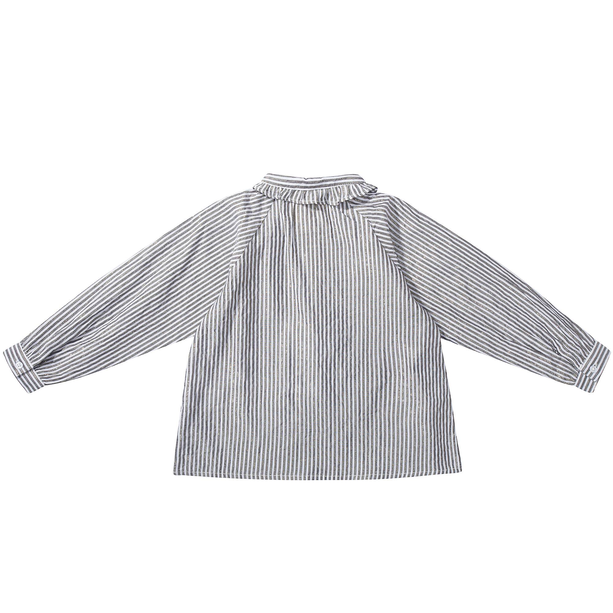 Girls Grey Stripes Cotton Shirt