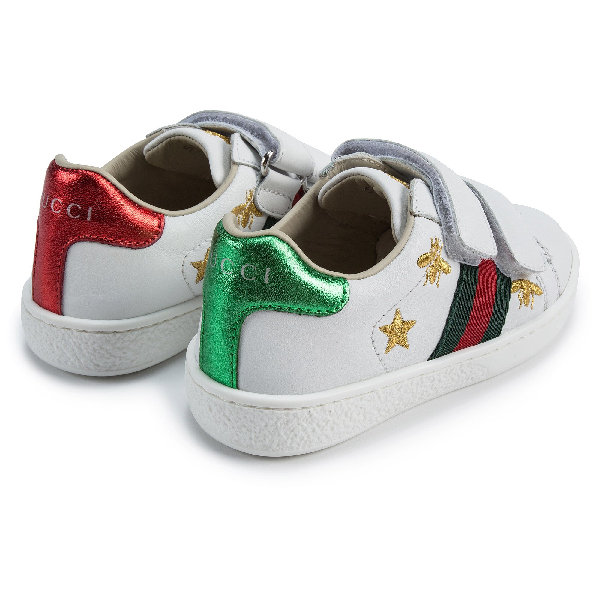 Girls & Boys White Velcro Leather Board Shoes