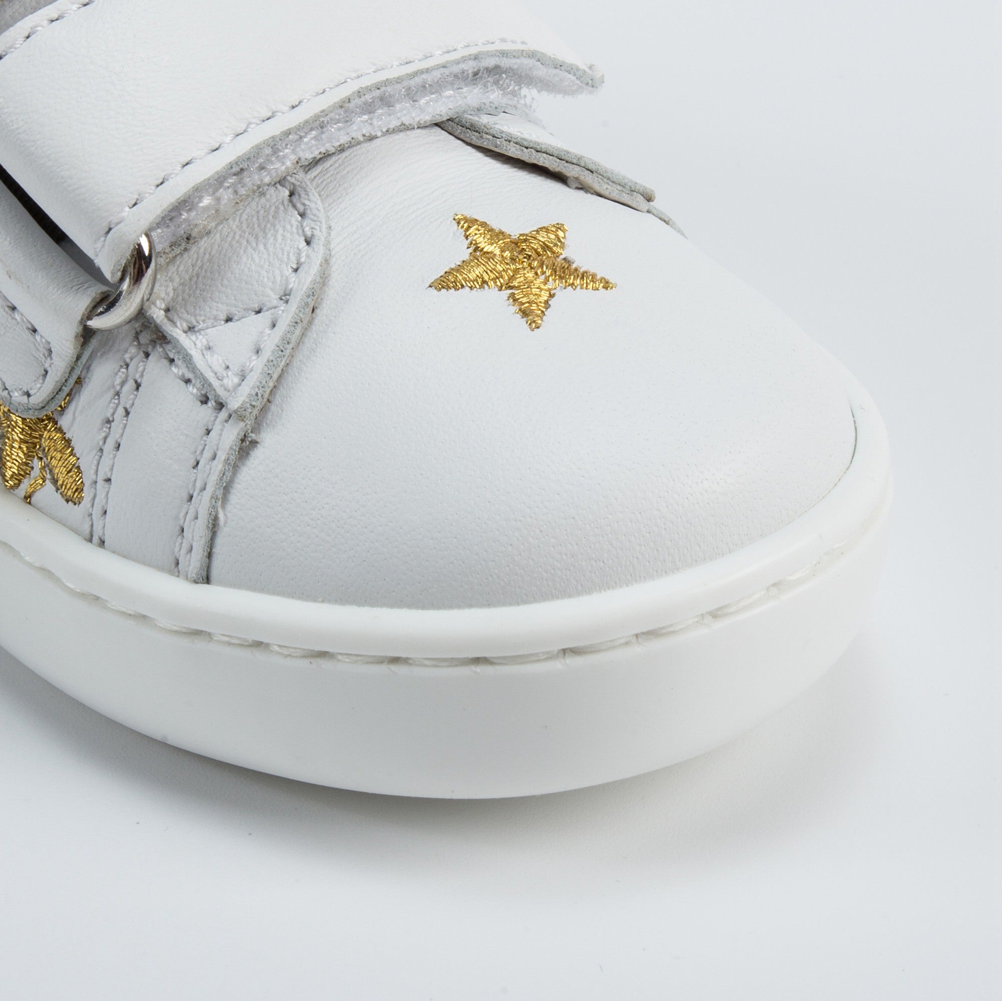 Girls & Boys White Velcro Leather Board Shoes