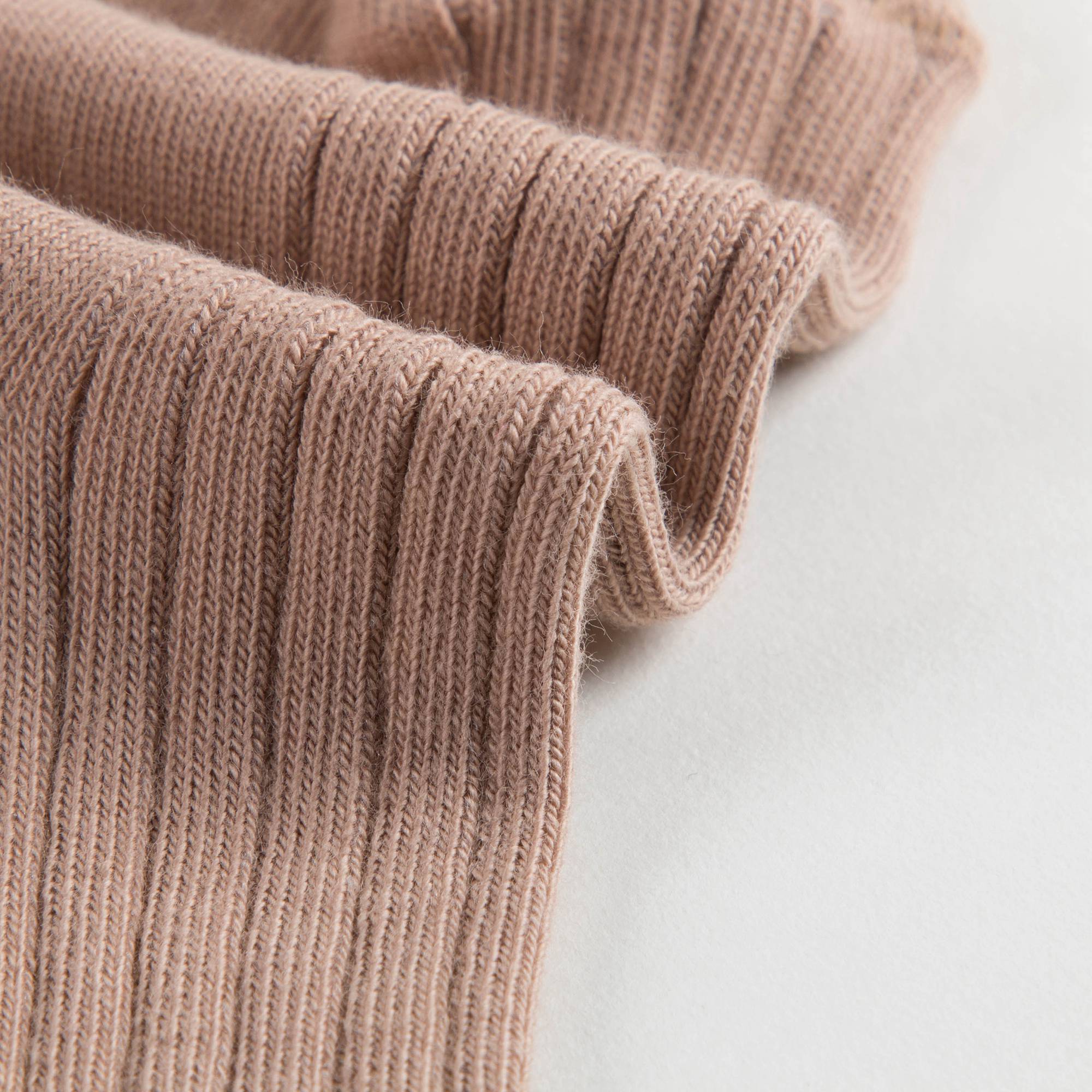 Girls Latte Cotton Rib Ankle Socks