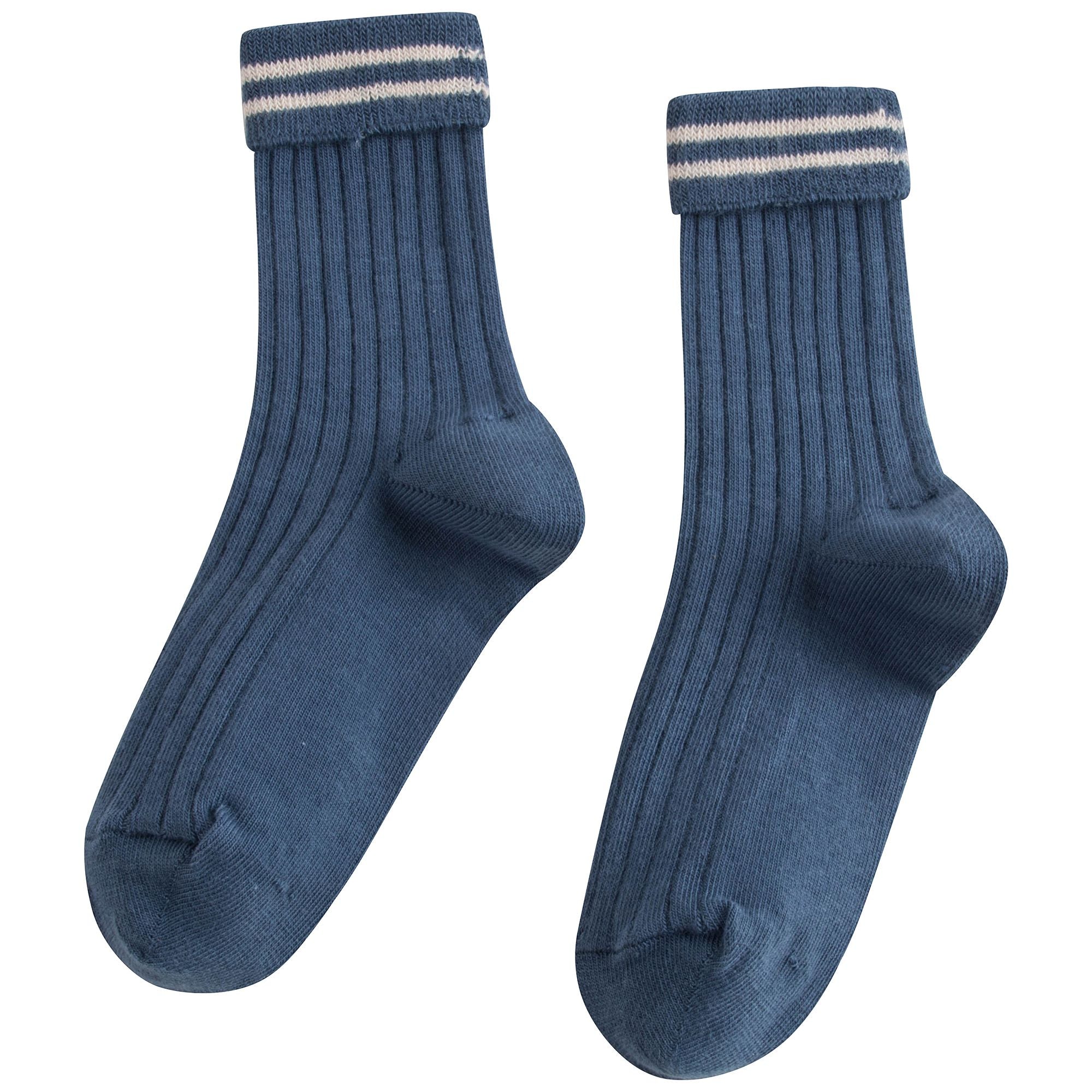 Girls Airforce Blue Cotton Rib Ankle Socks