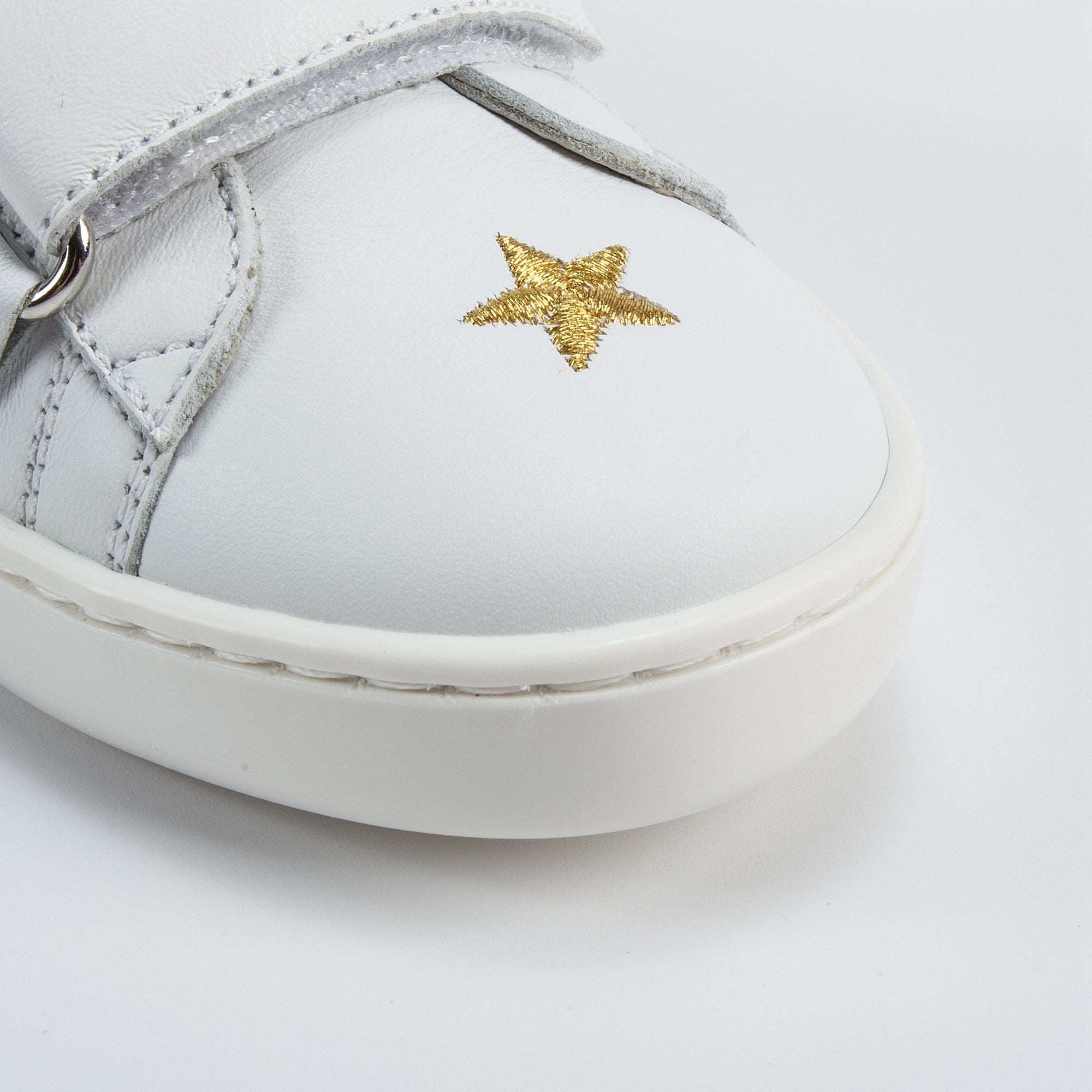 Girls & Boys White Velcro Leather Board Shoes