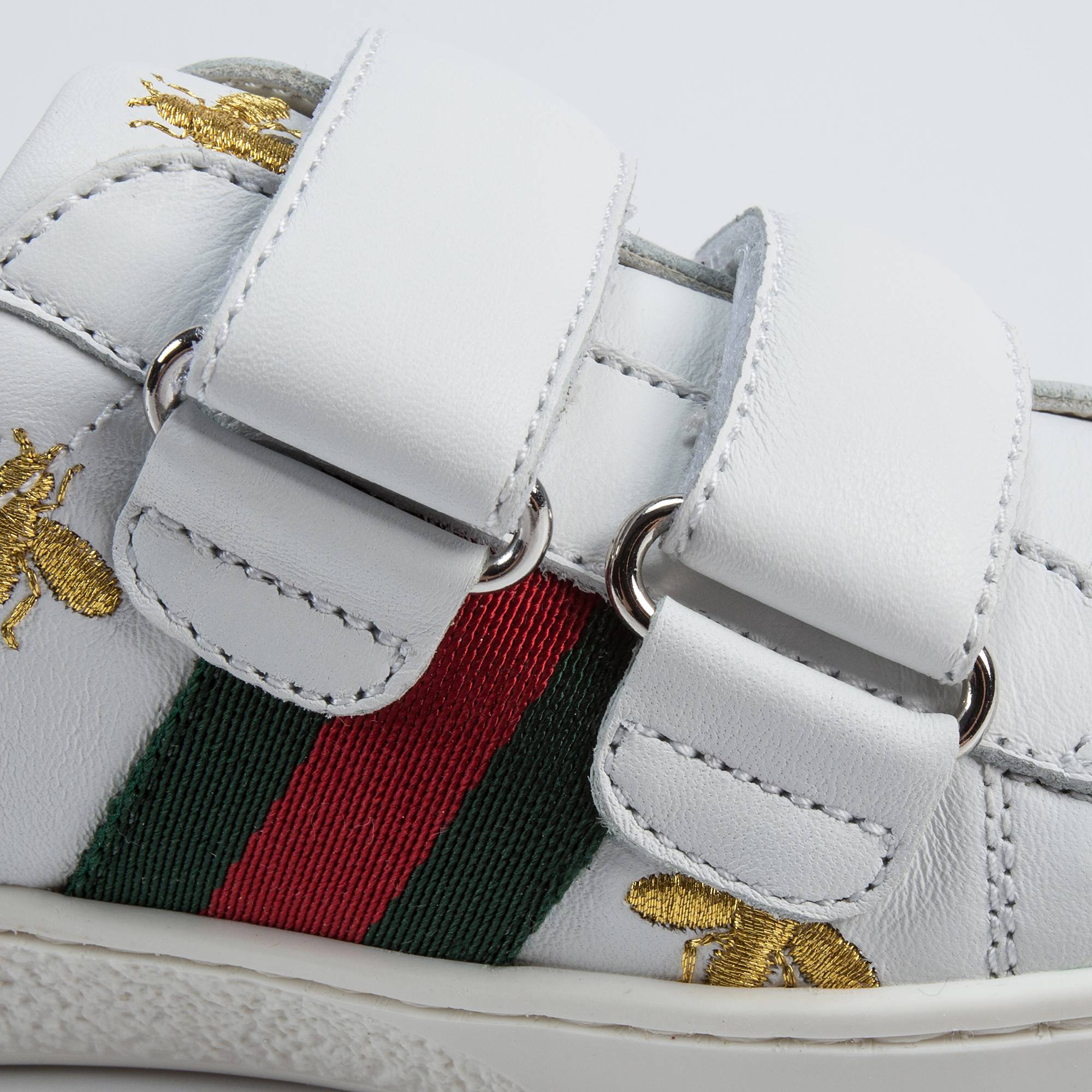 Girls & Boys White Velcro Leather Board Shoes