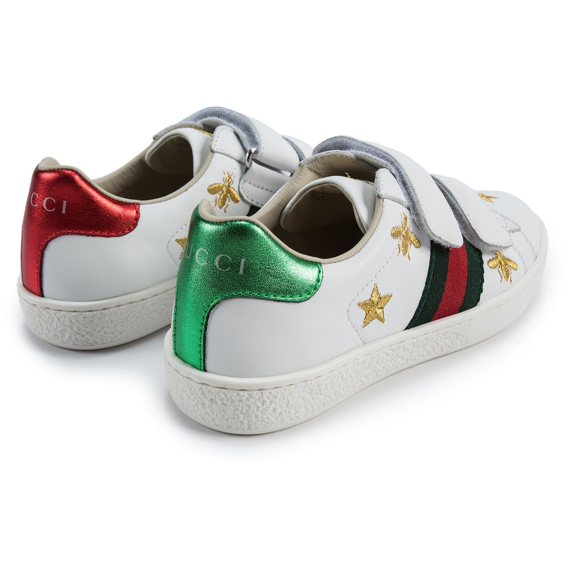 Girls & Boys White Velcro Leather Board Shoes