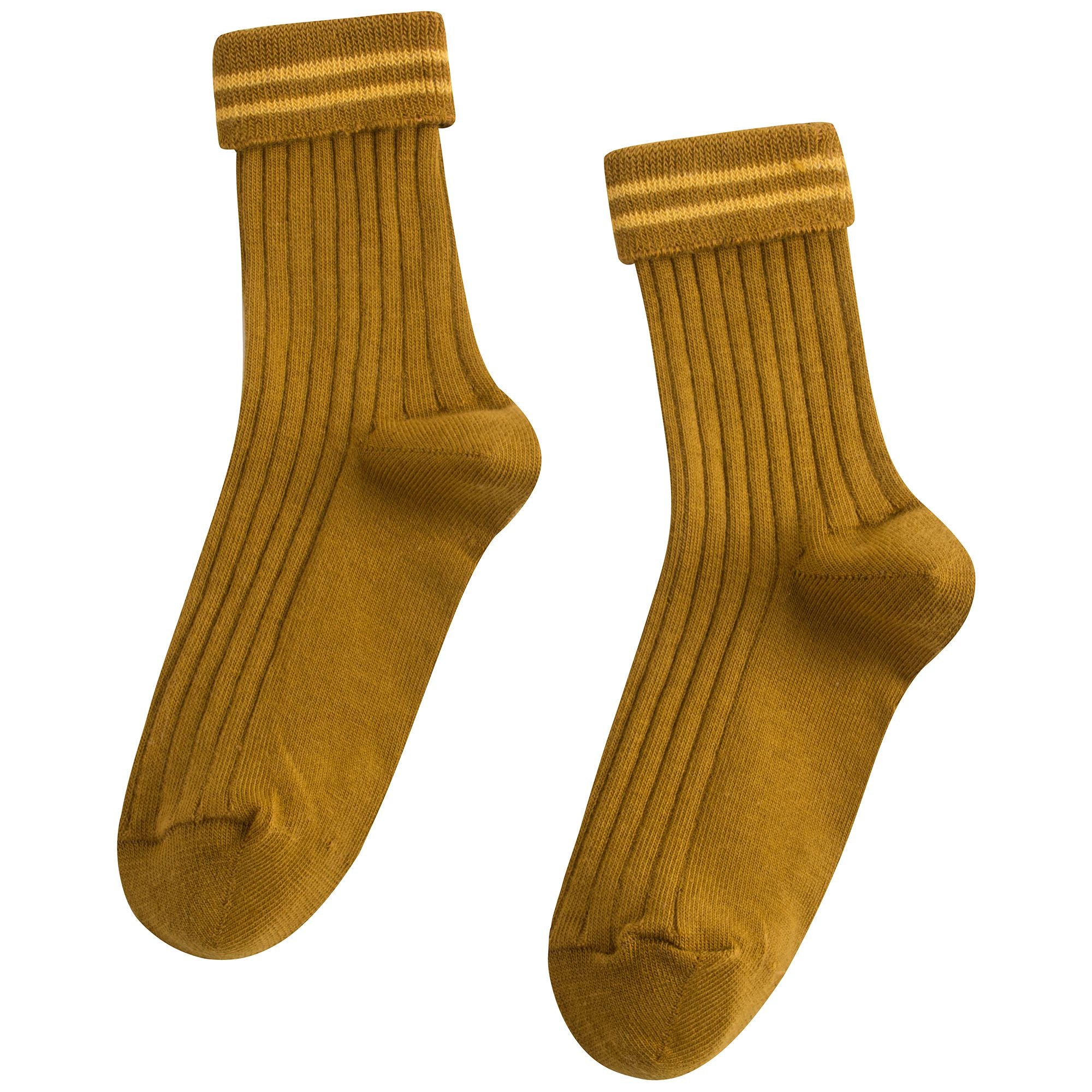 Girls Mustard Cotton Rib Ankle Socks