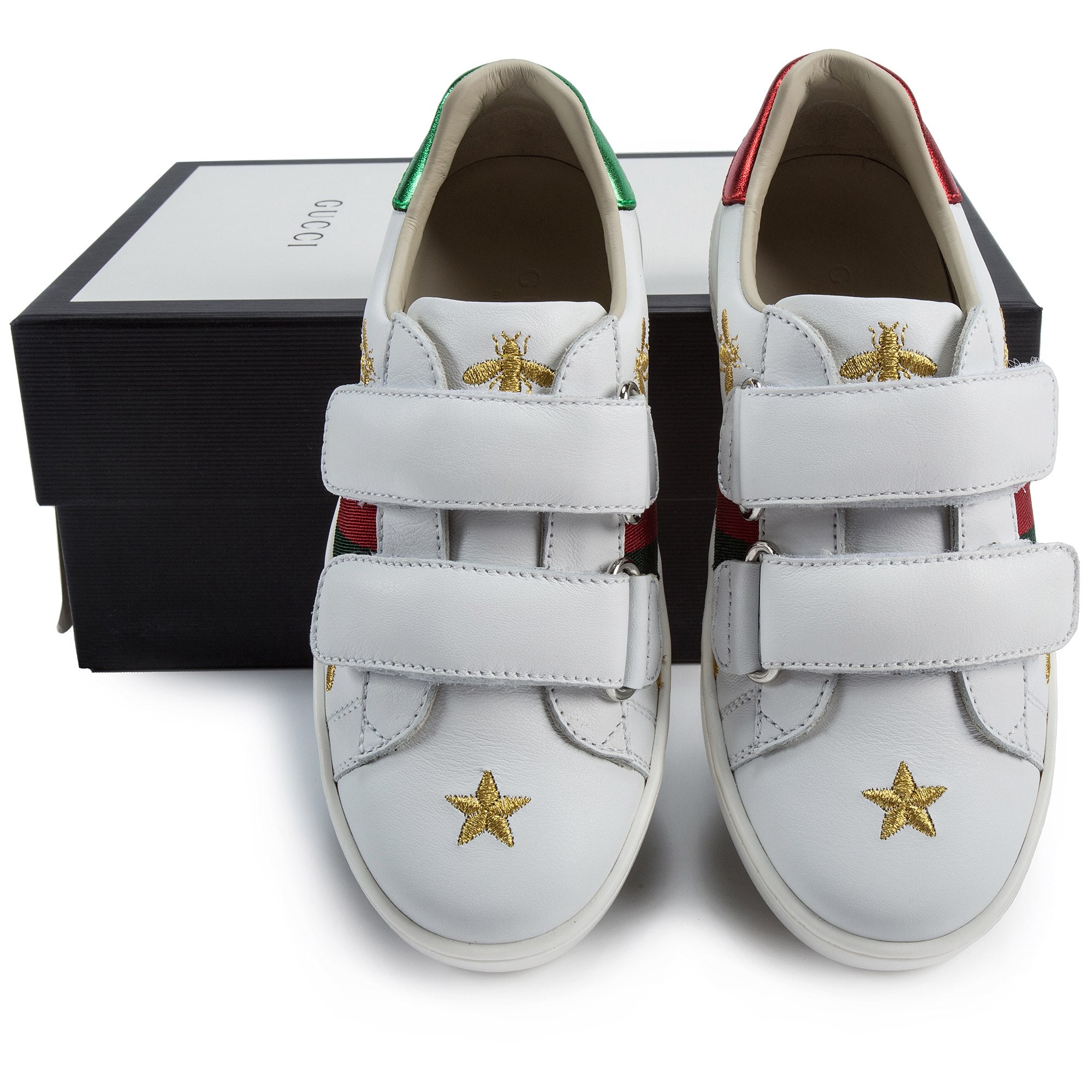 Girls & Boys White Velcro Leather Board Shoes