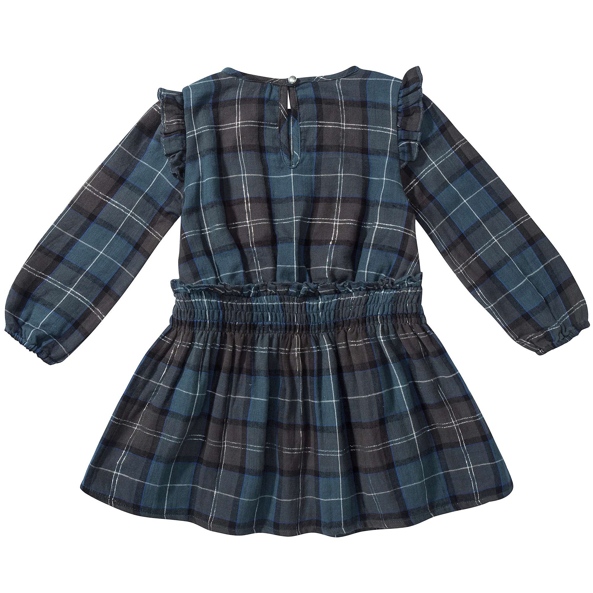 Girls Tartan silver Blue Cotton Dress