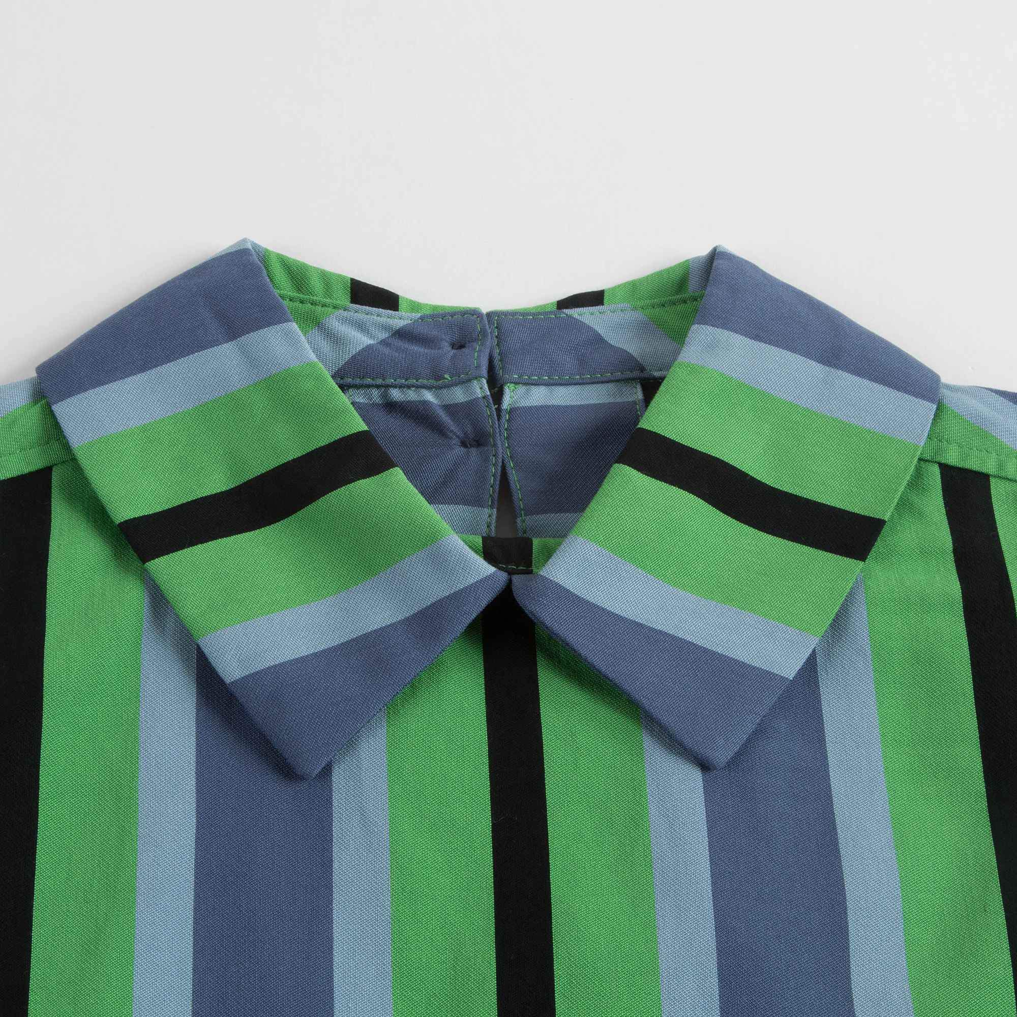 Girls Green Striped Dress