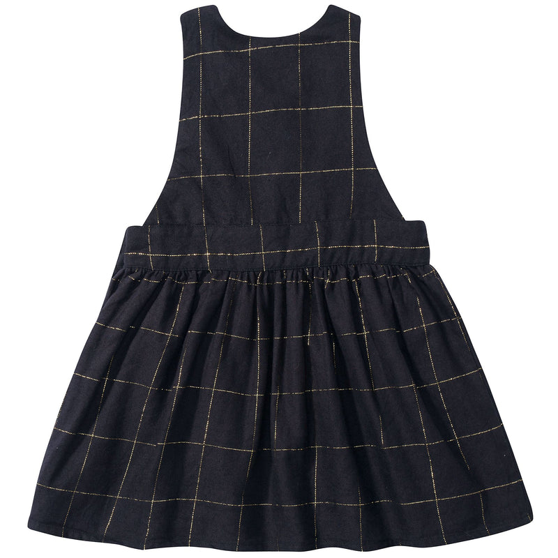 Baby Girls Big Check Gold Black Cotton Dress
