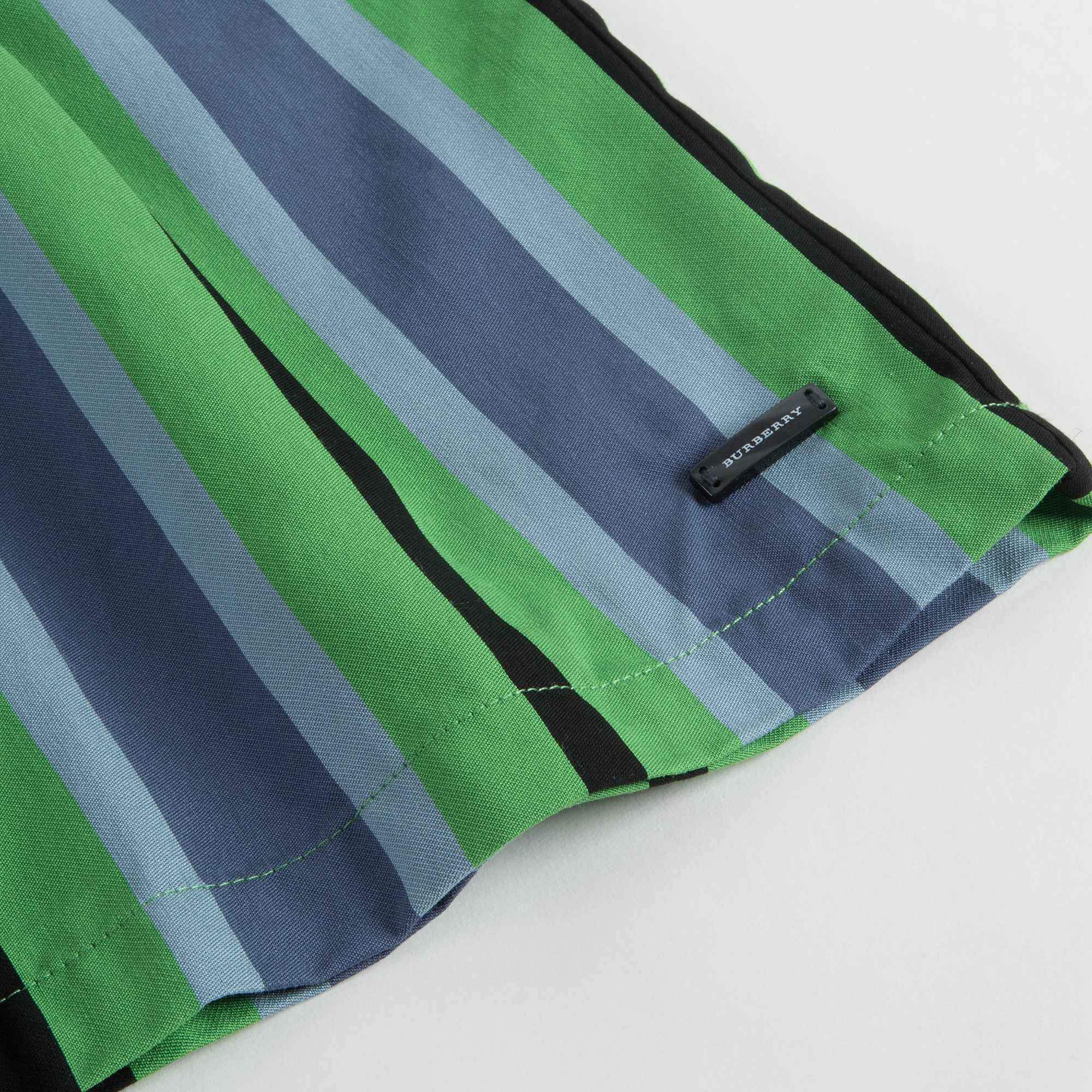 Girls Green Striped Dress