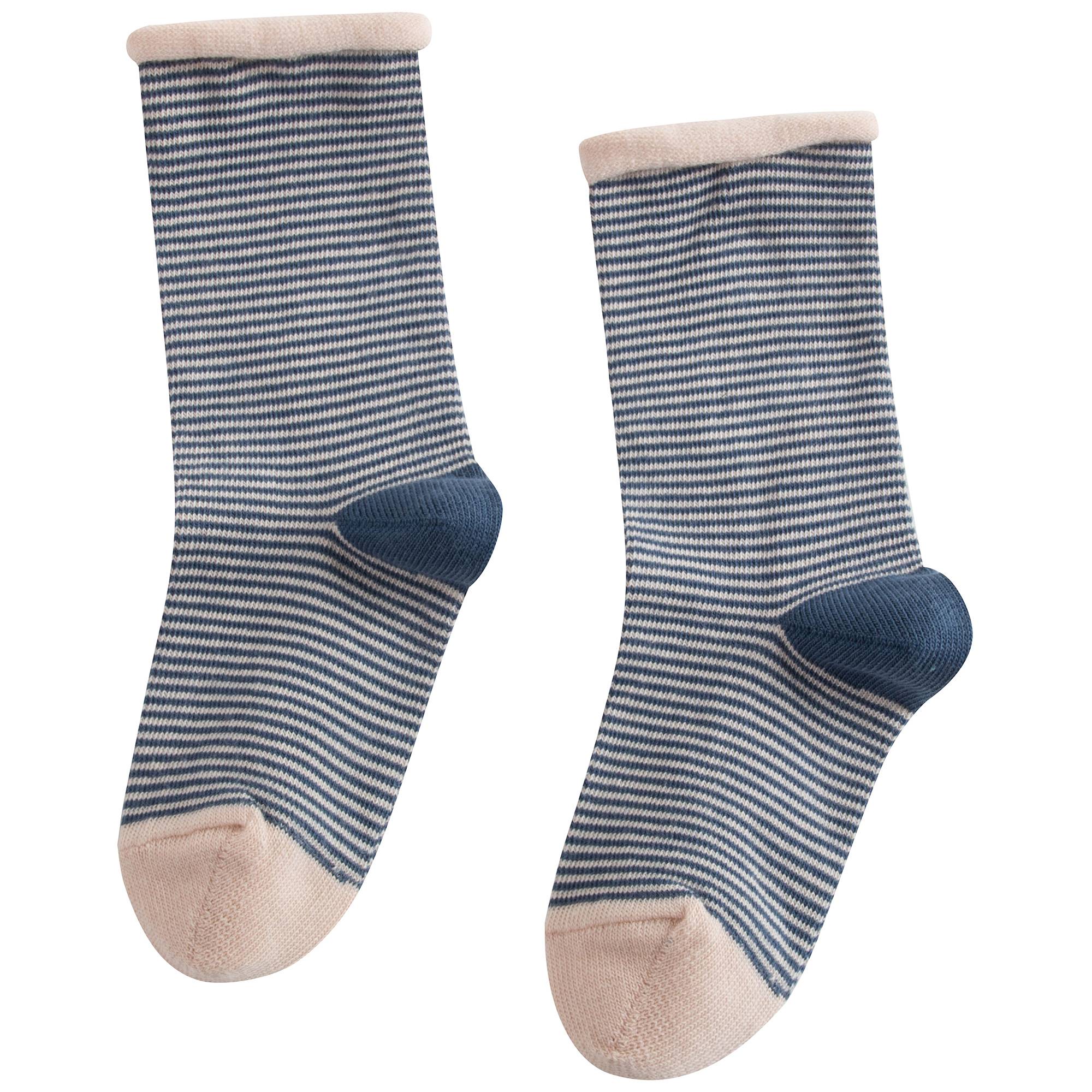 Girls Blue Stripe Cotton Socks