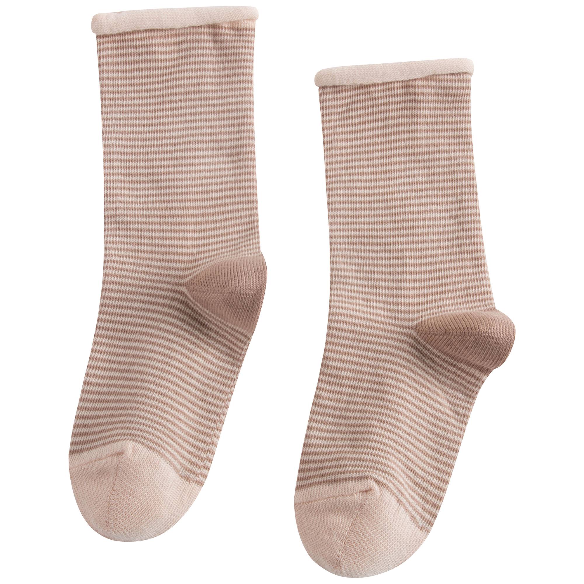Girls Cream Stripe Cotton Socks