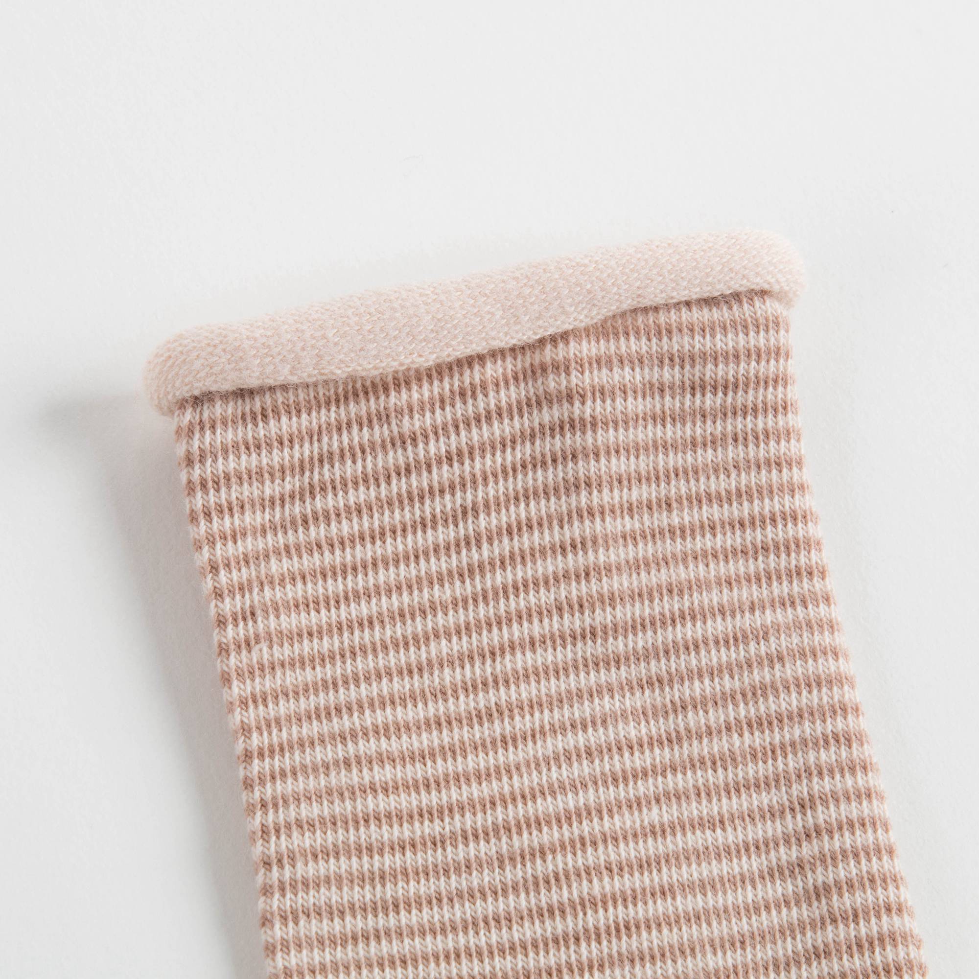 Girls Cream Stripe Cotton Socks