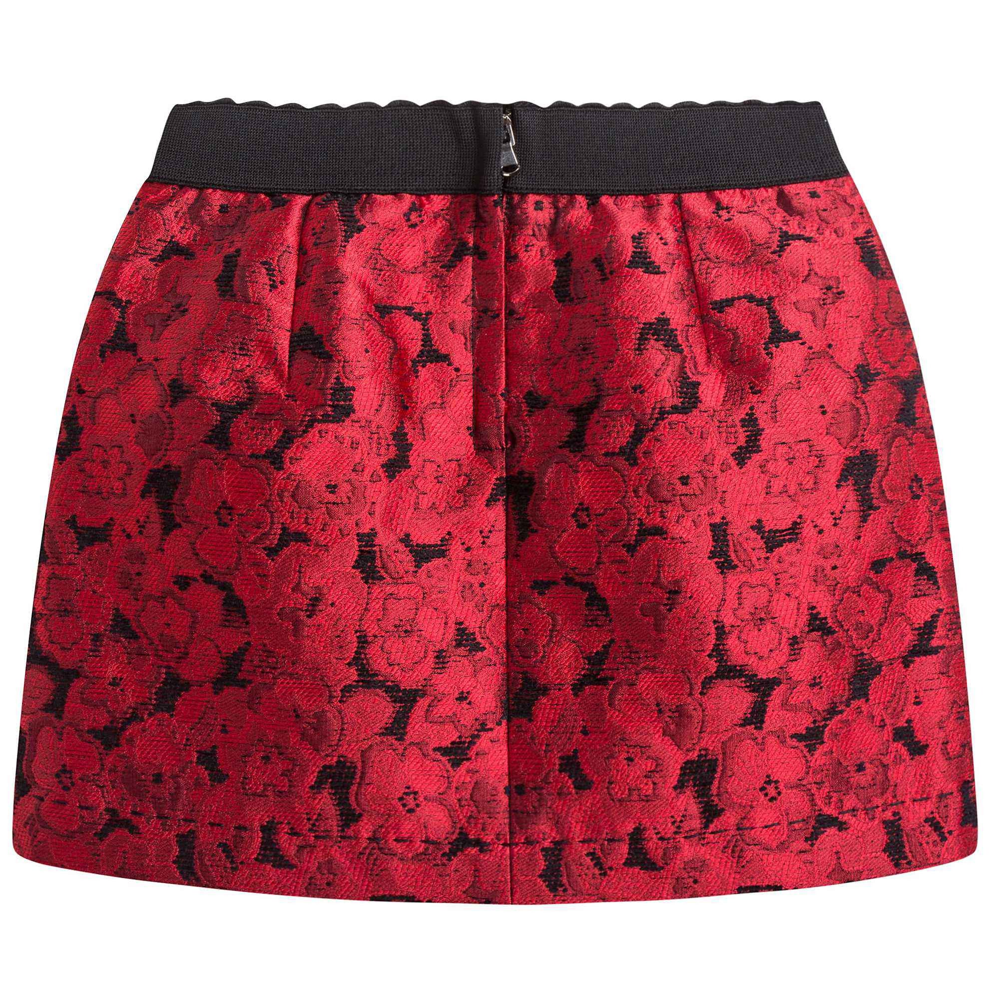 Girls Red Jacquard Skirt