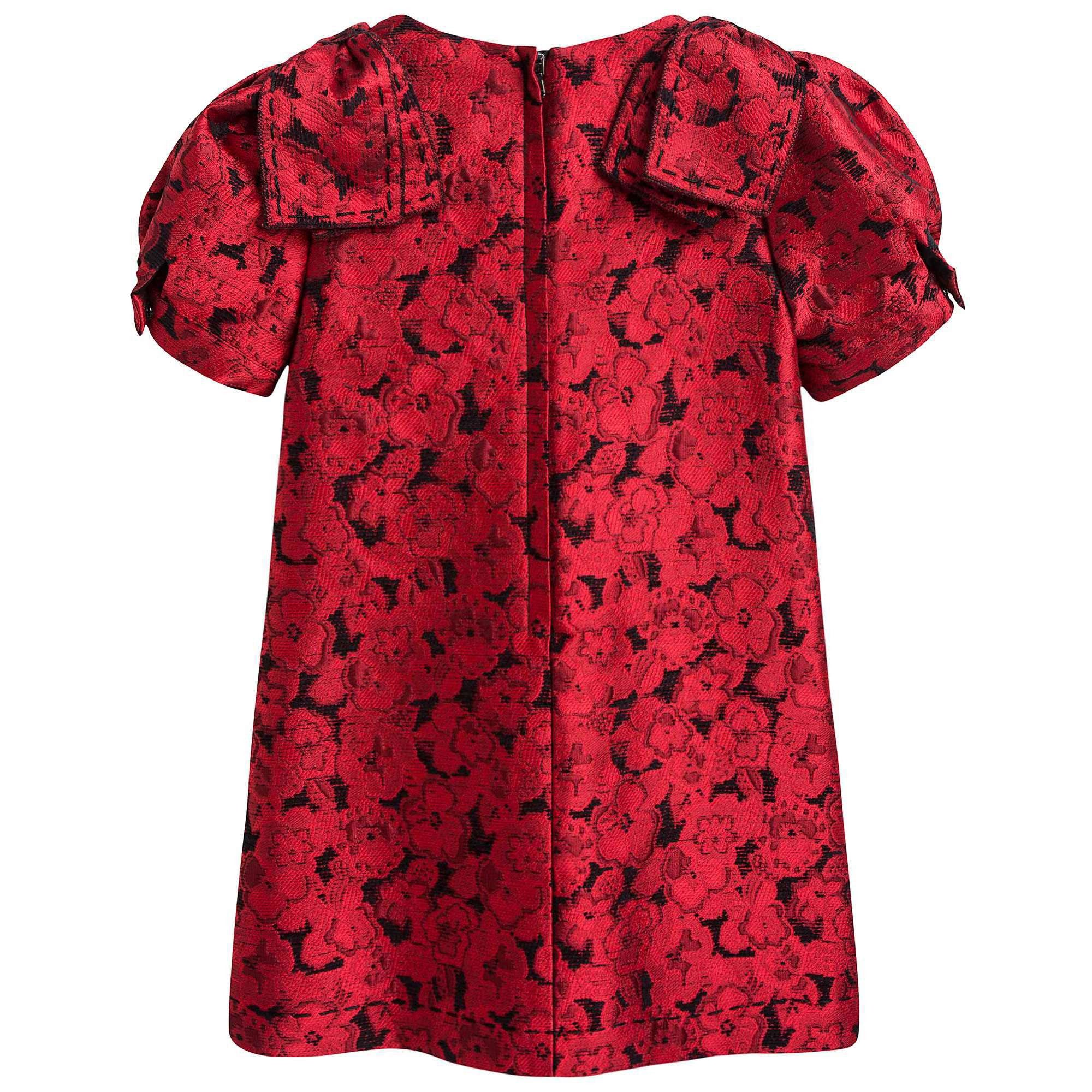 Girls Red Jacquard Dress