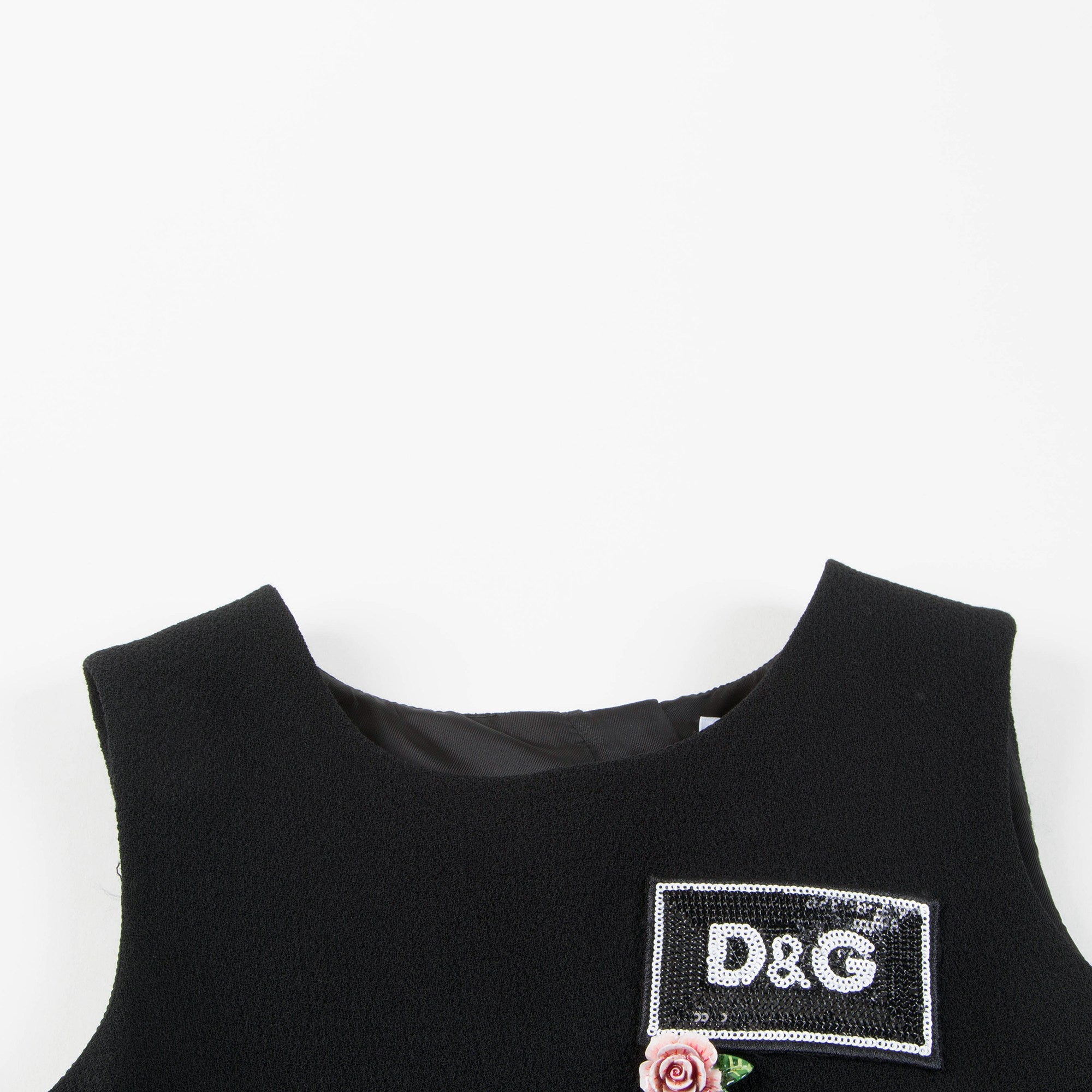 Girls Black "DG" Wool Dress