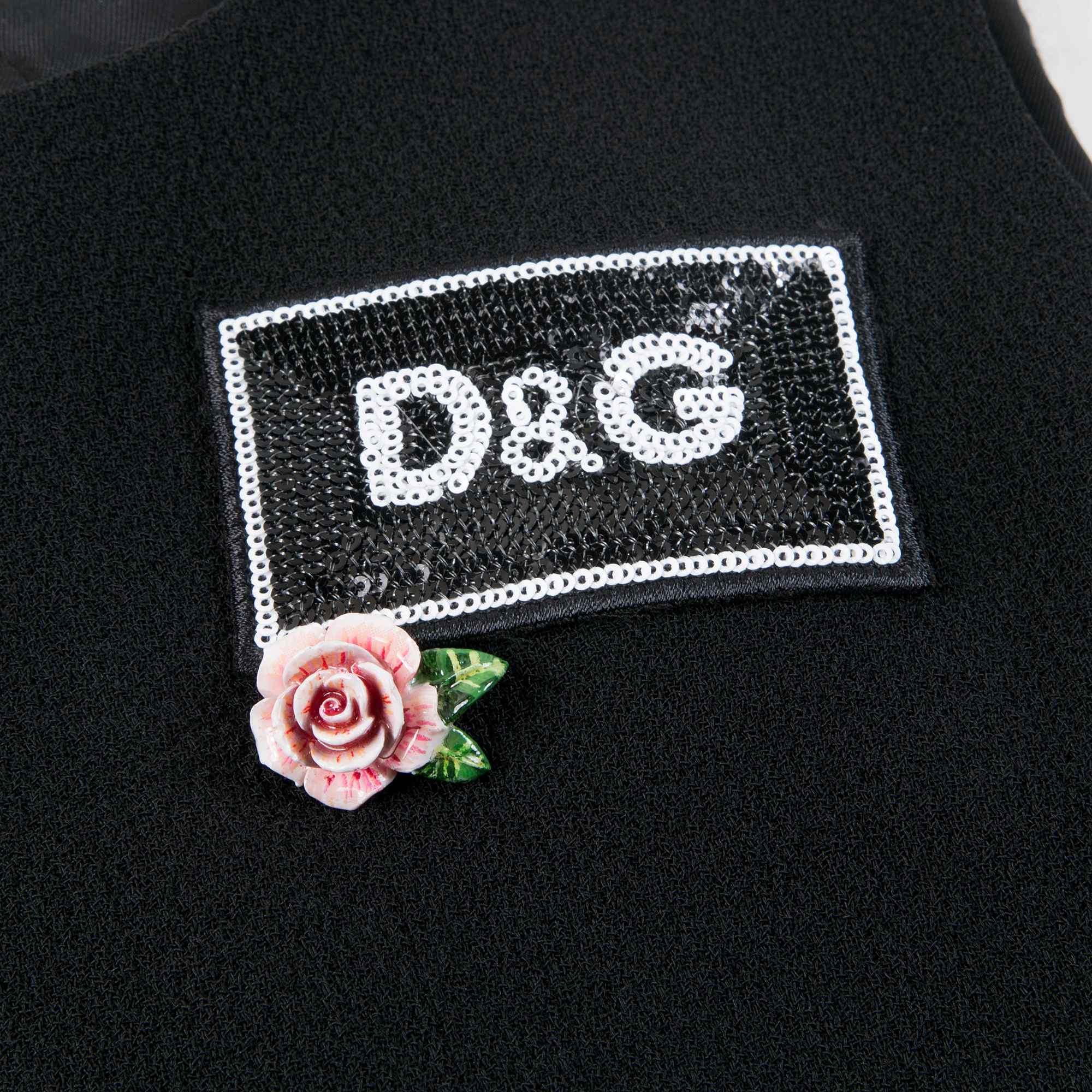 Girls Black "DG" Wool Dress