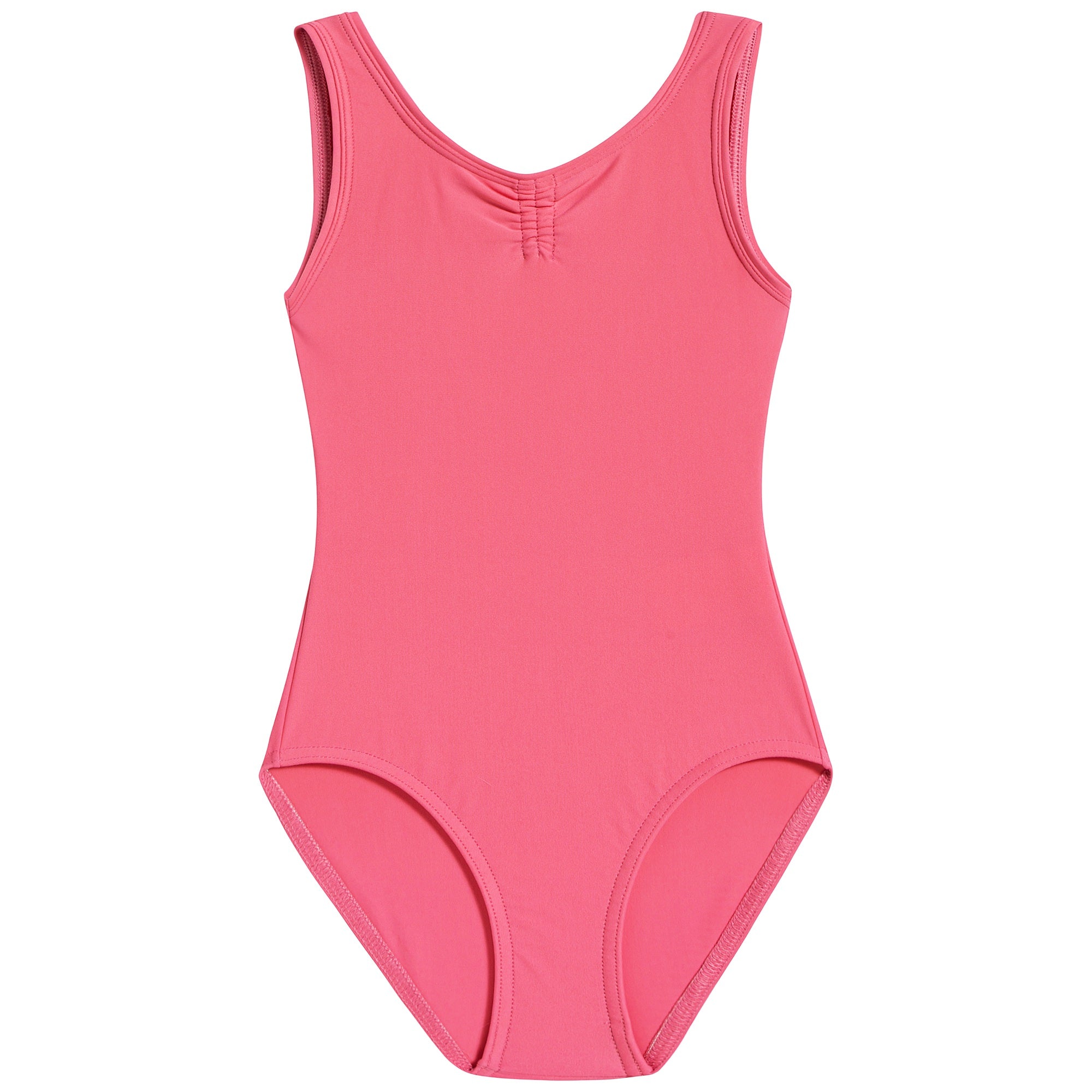 Girls Pink Doll Ruched Leotard And Wide Straps