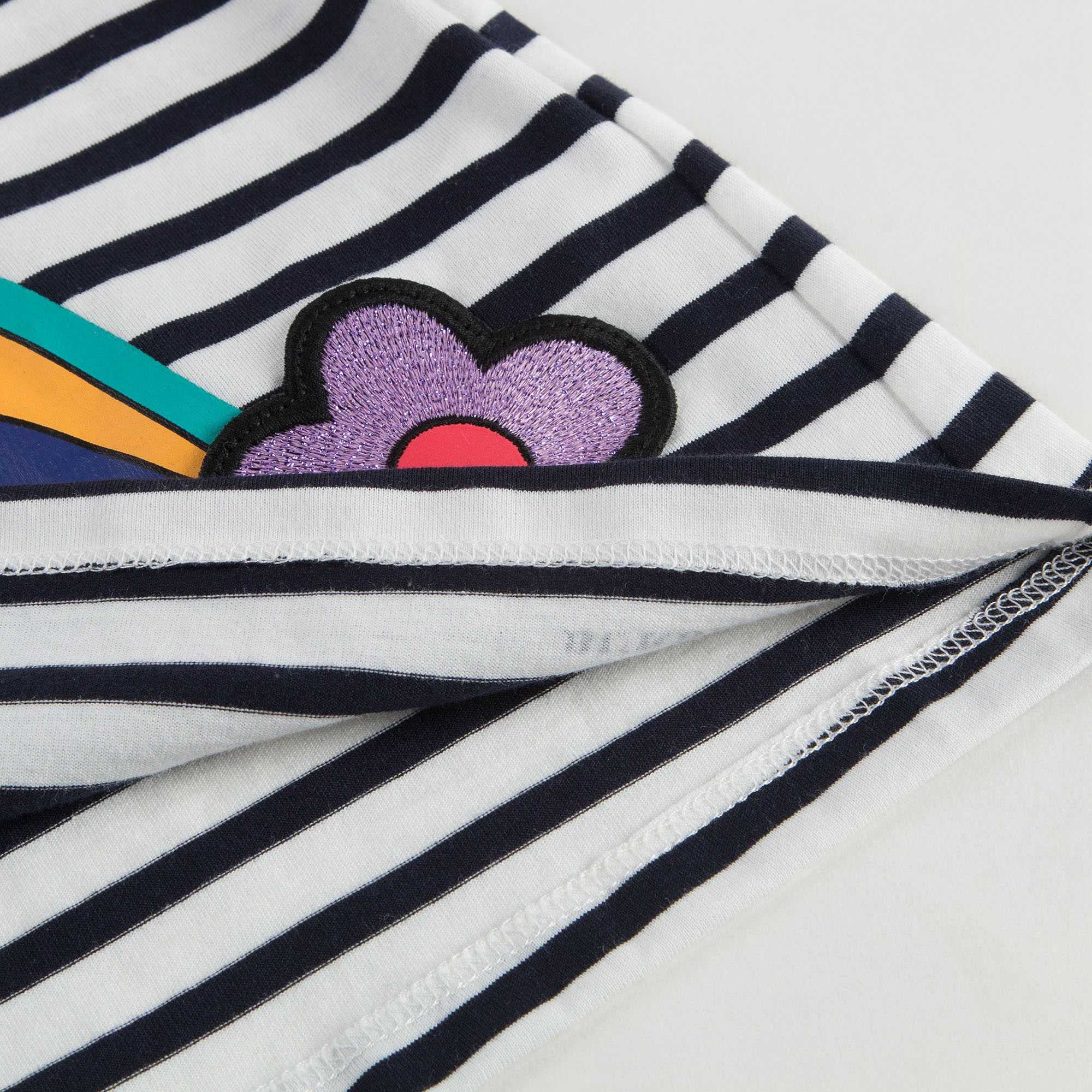 Girls Navy Blue & White Stripe T-Shirt