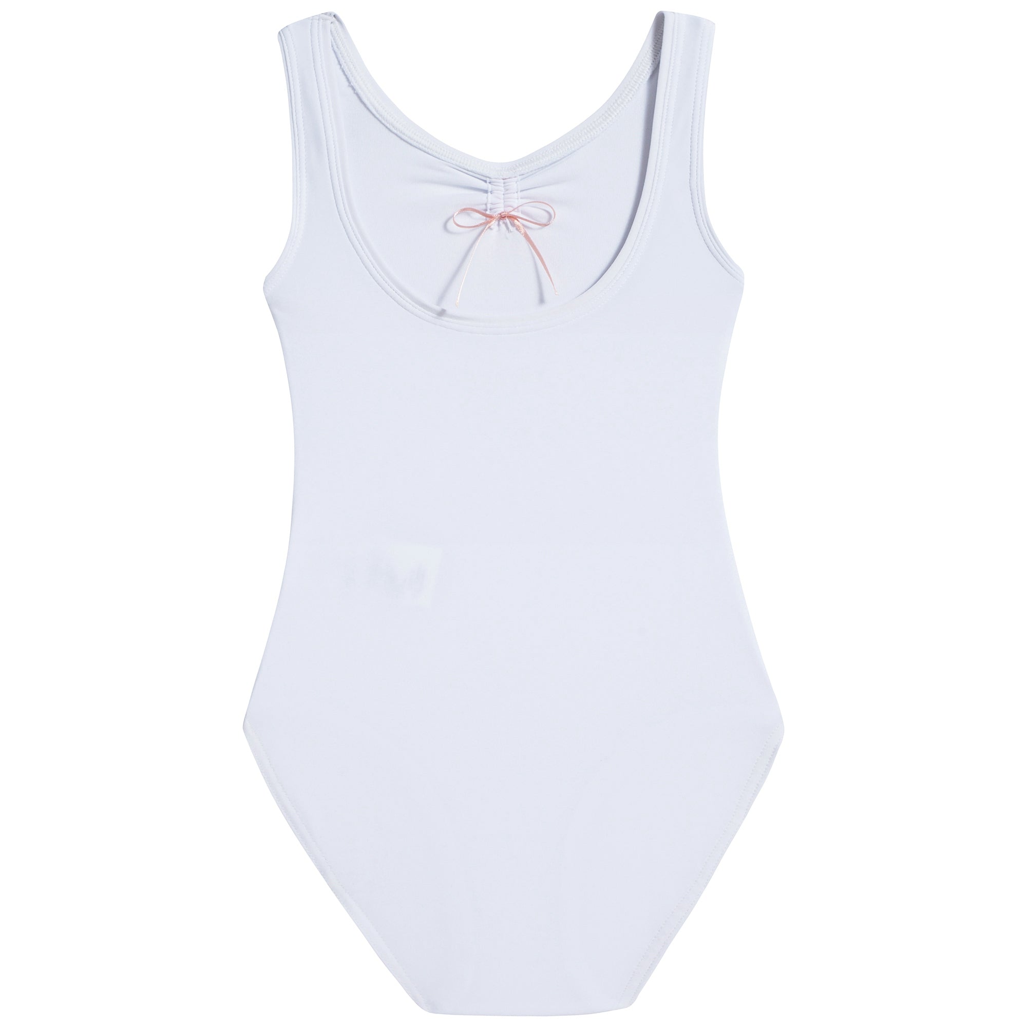 Girls White Ruched Leotard And Wide Straps