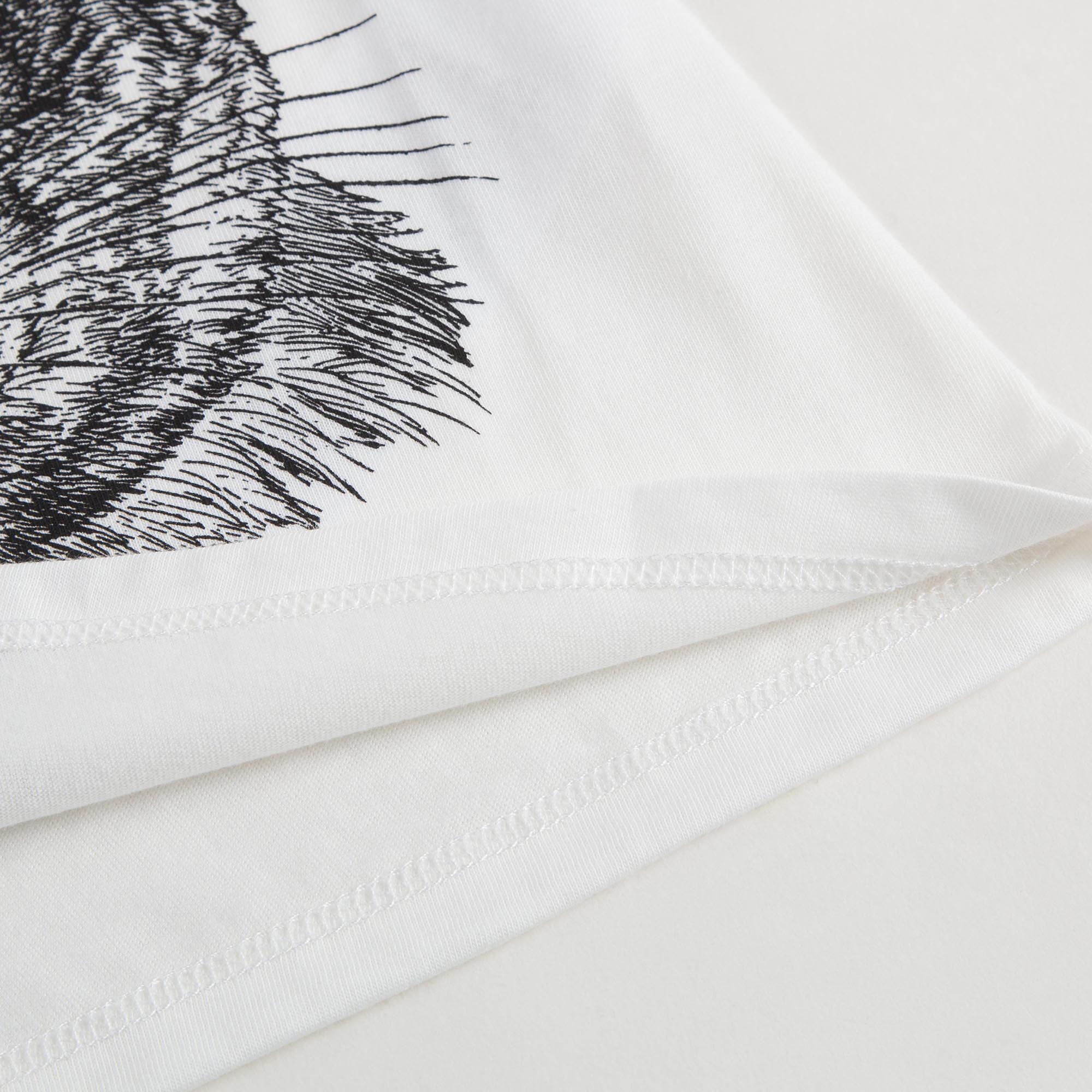 Girls White Cat Printed Trims Cotton T-Shirt