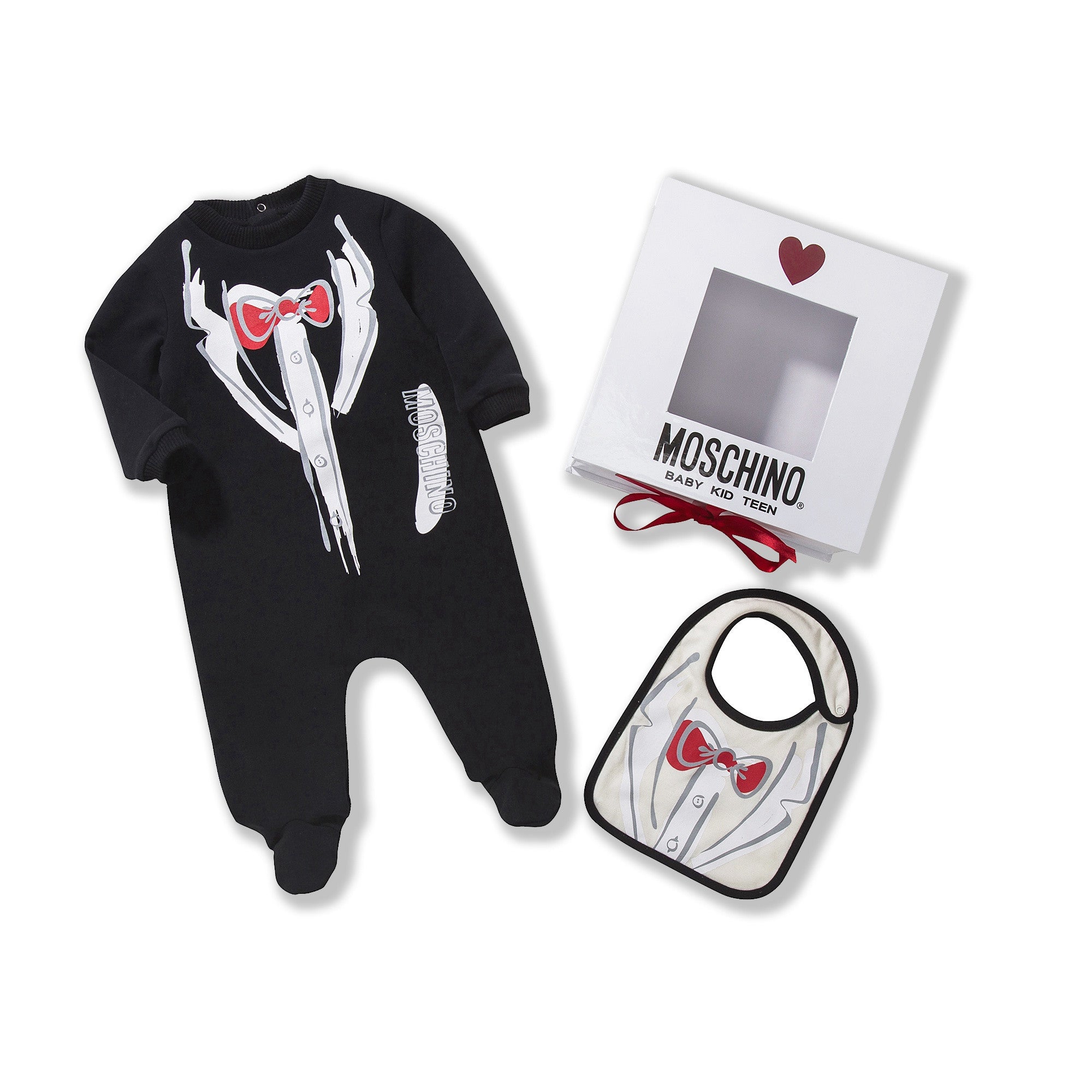 Baby Boys Black Babygrow & Bib Baby Gift Set