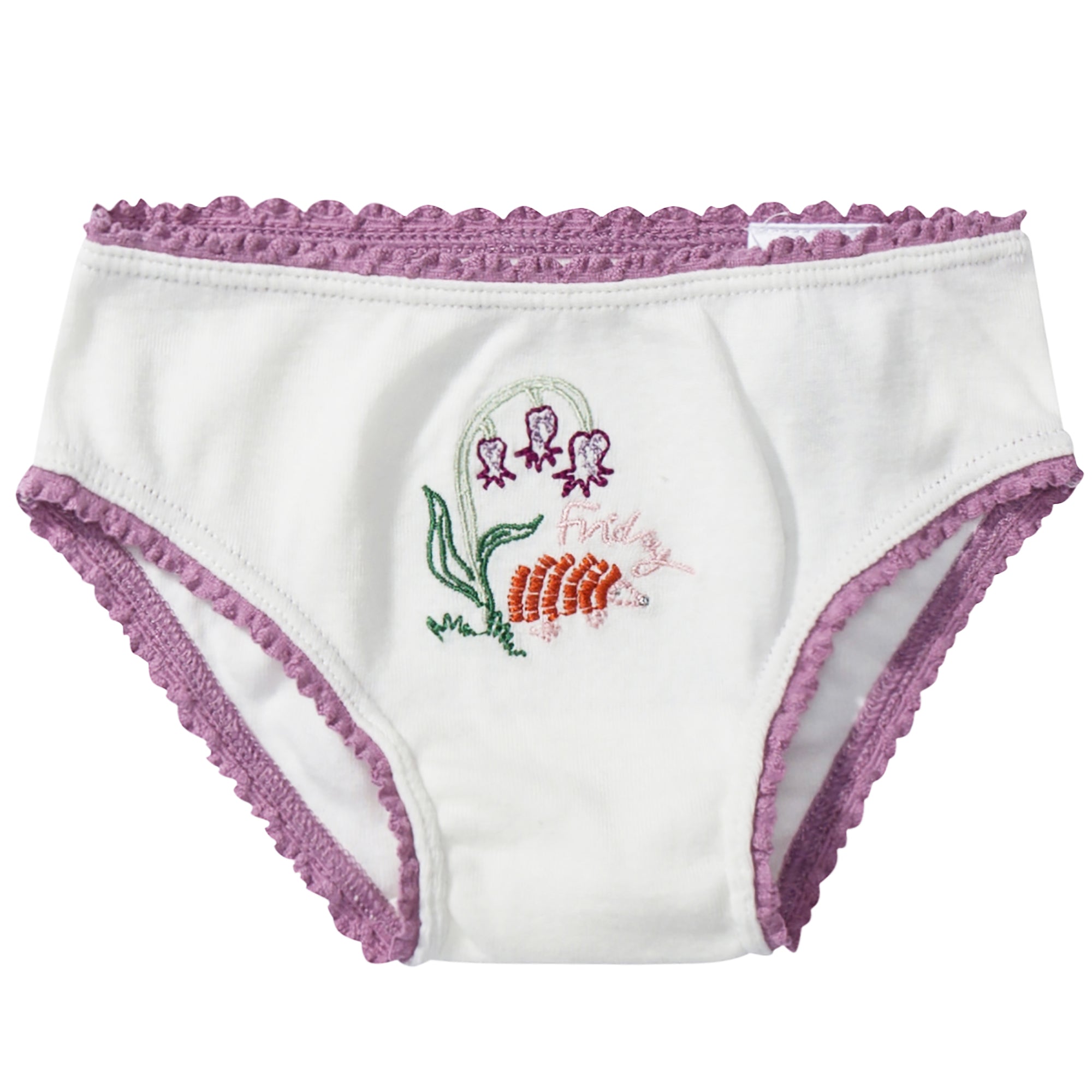 Girls White Organic Cotton Goat  Underwear 7 Pack Gift Set