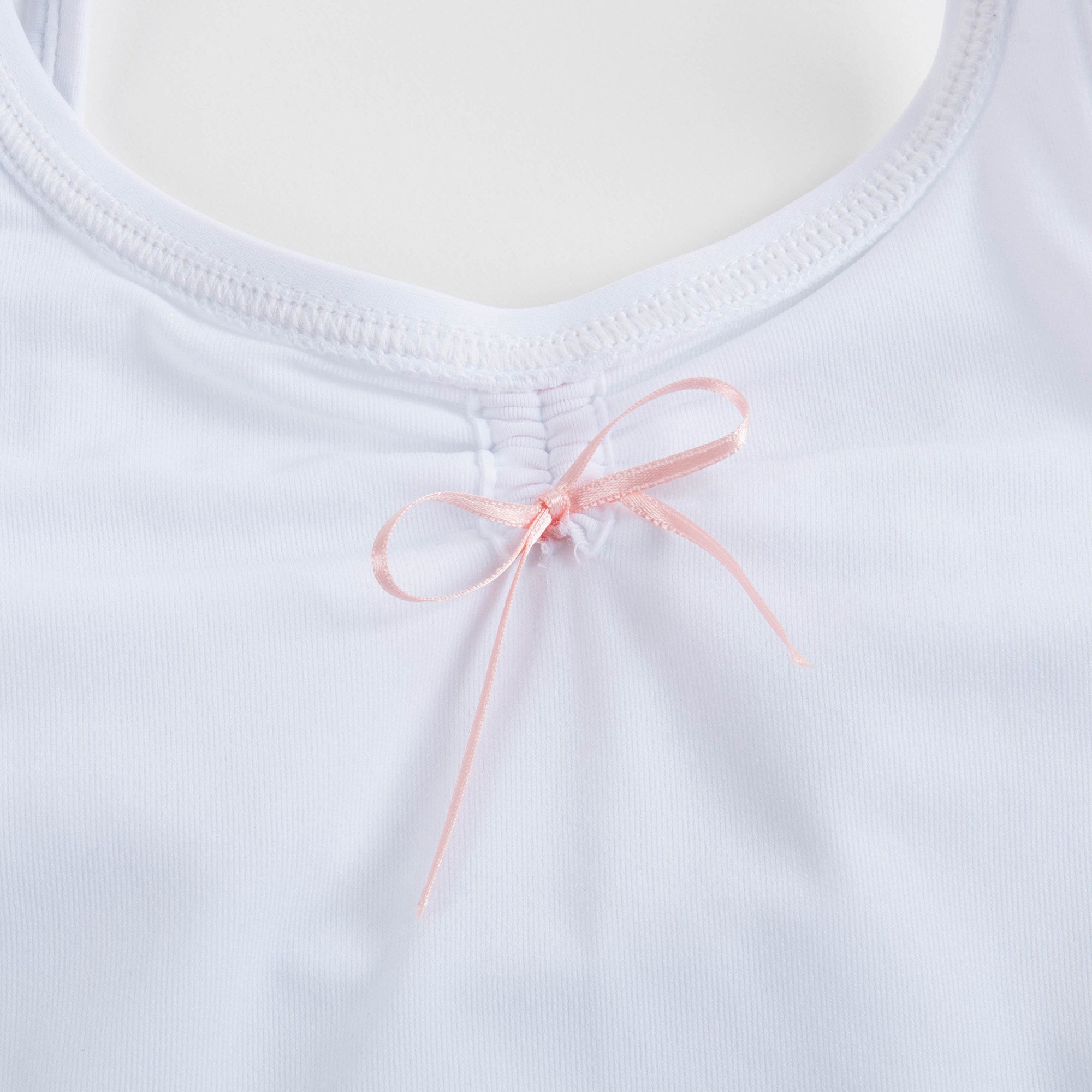 Girls White Ruched Leotard And Wide Straps