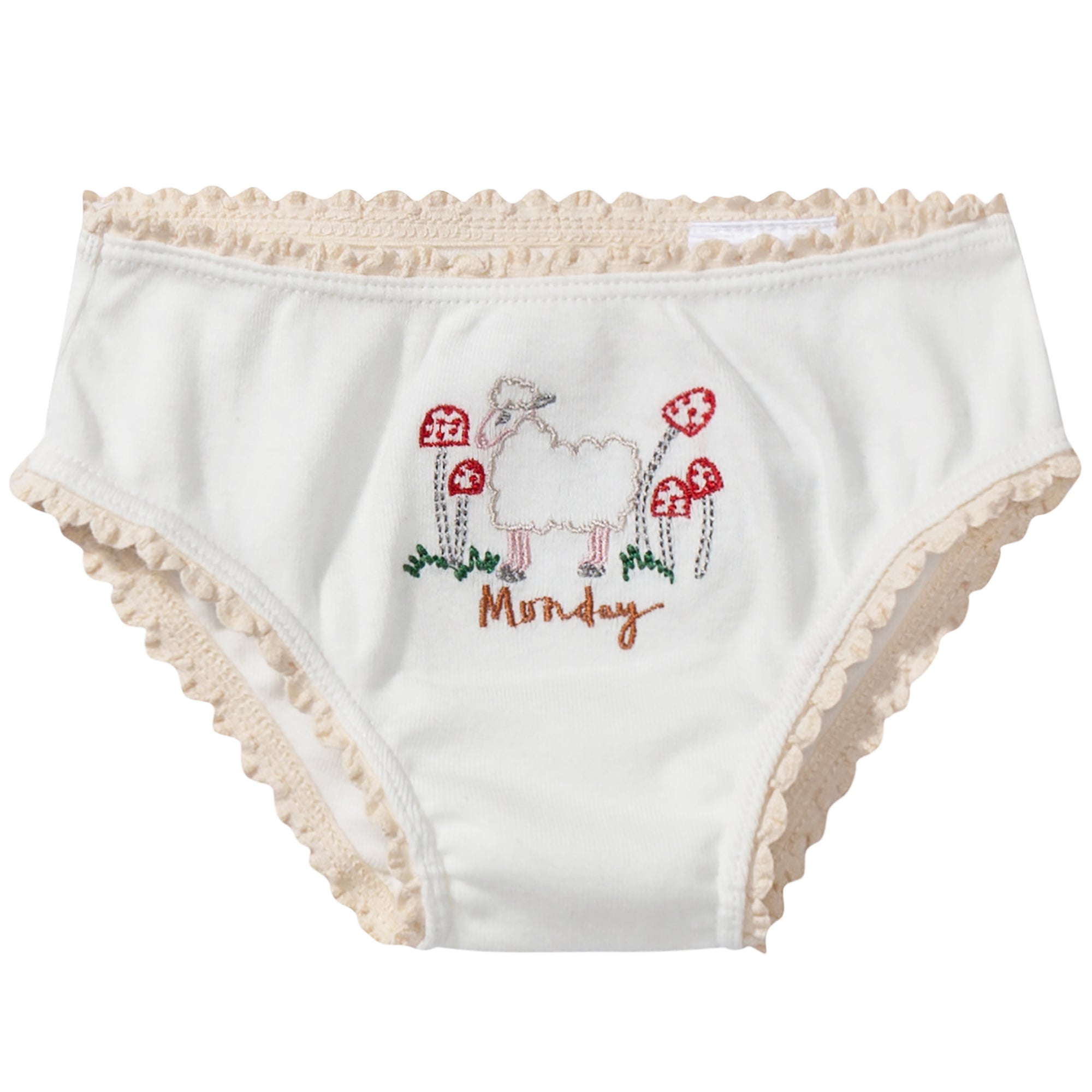 Girls White Organic Cotton Goat  Underwear 7 Pack Gift Set