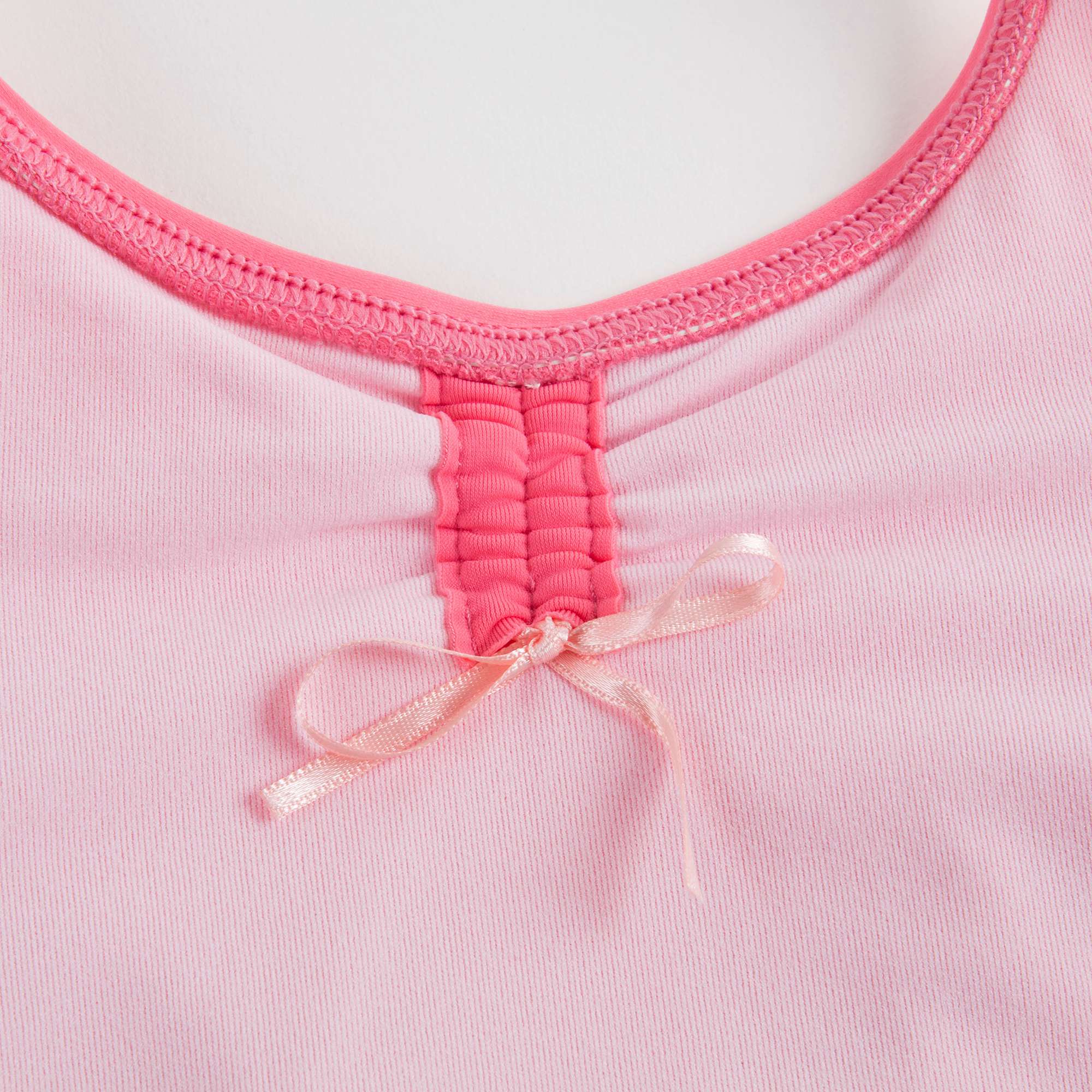 Girls Pink Doll Ruched Leotard And Wide Straps