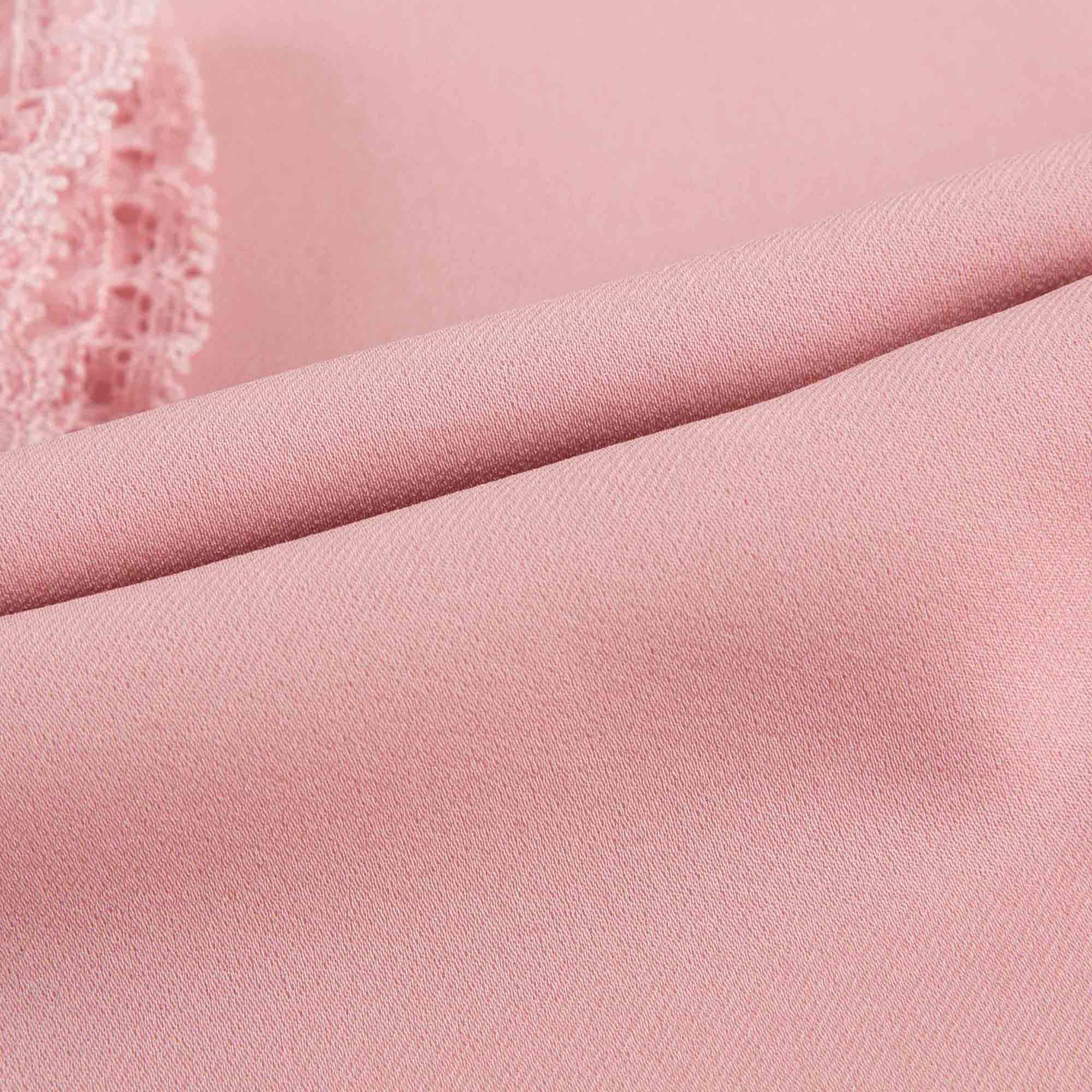 Girls Light Pink Ruffled Trims Silk Shirt