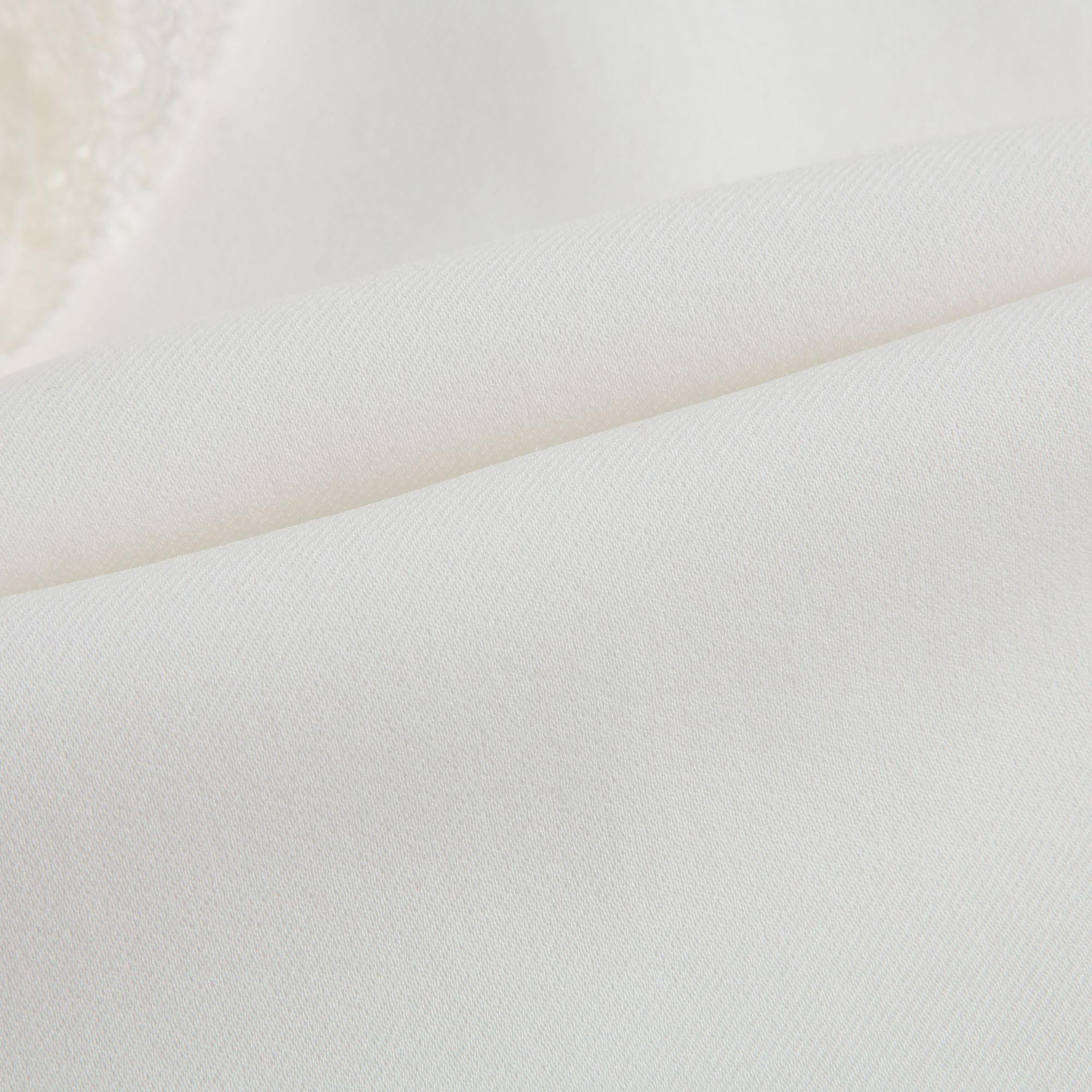 Girls White Ruffled Trims Silk Shirt