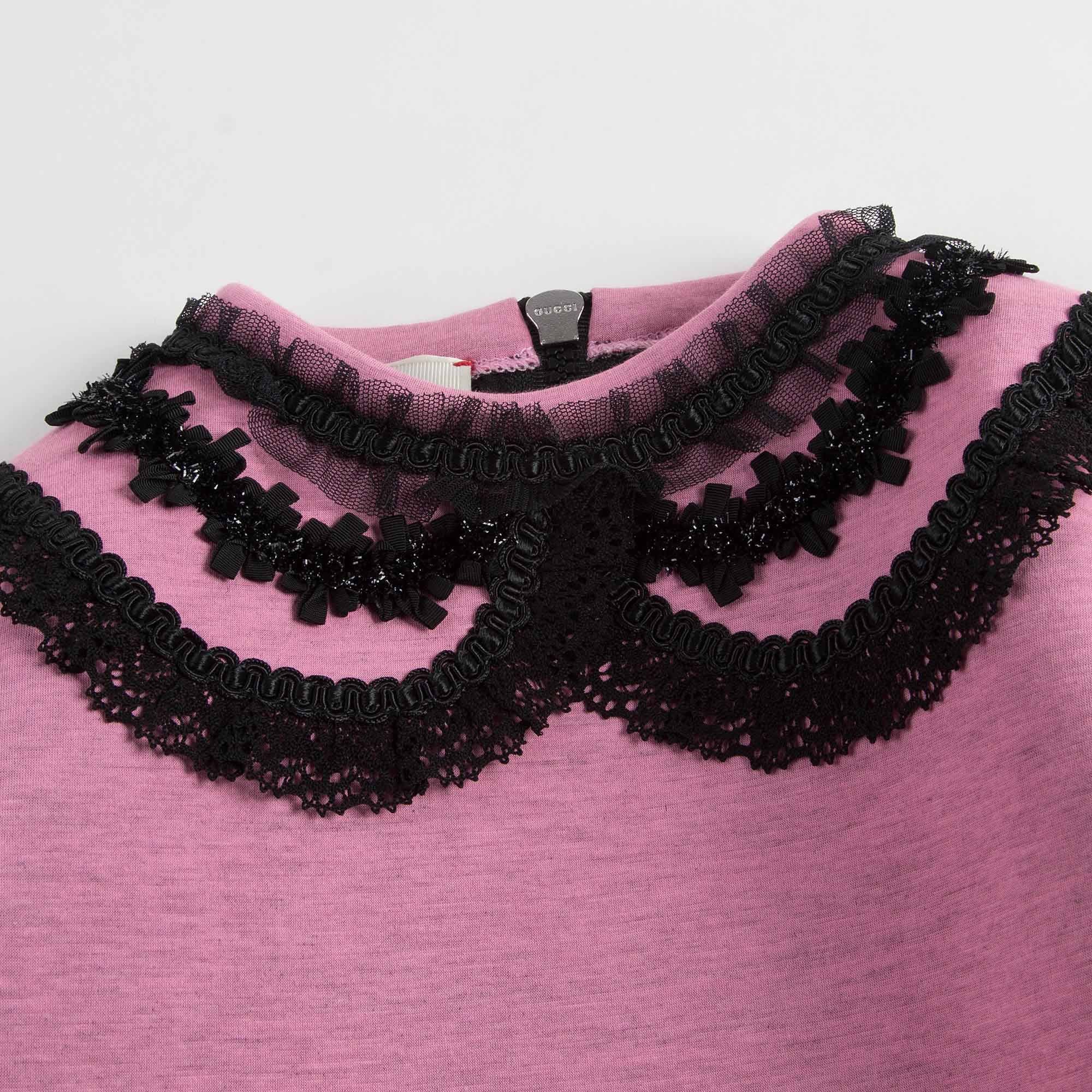 Girls Light Pink Lace Collar Knitted Sweater