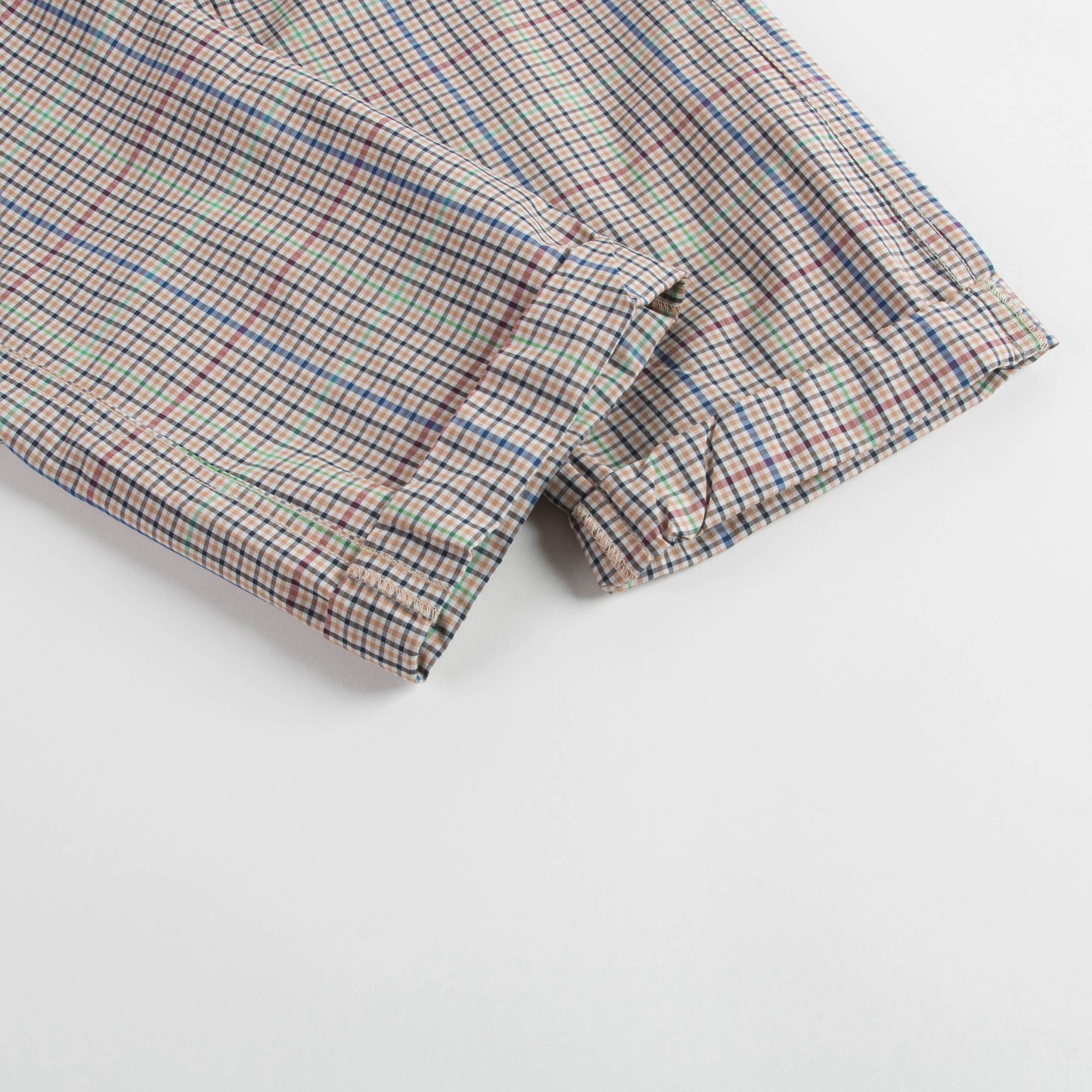 Girls Beige Check Cotton Trousers
