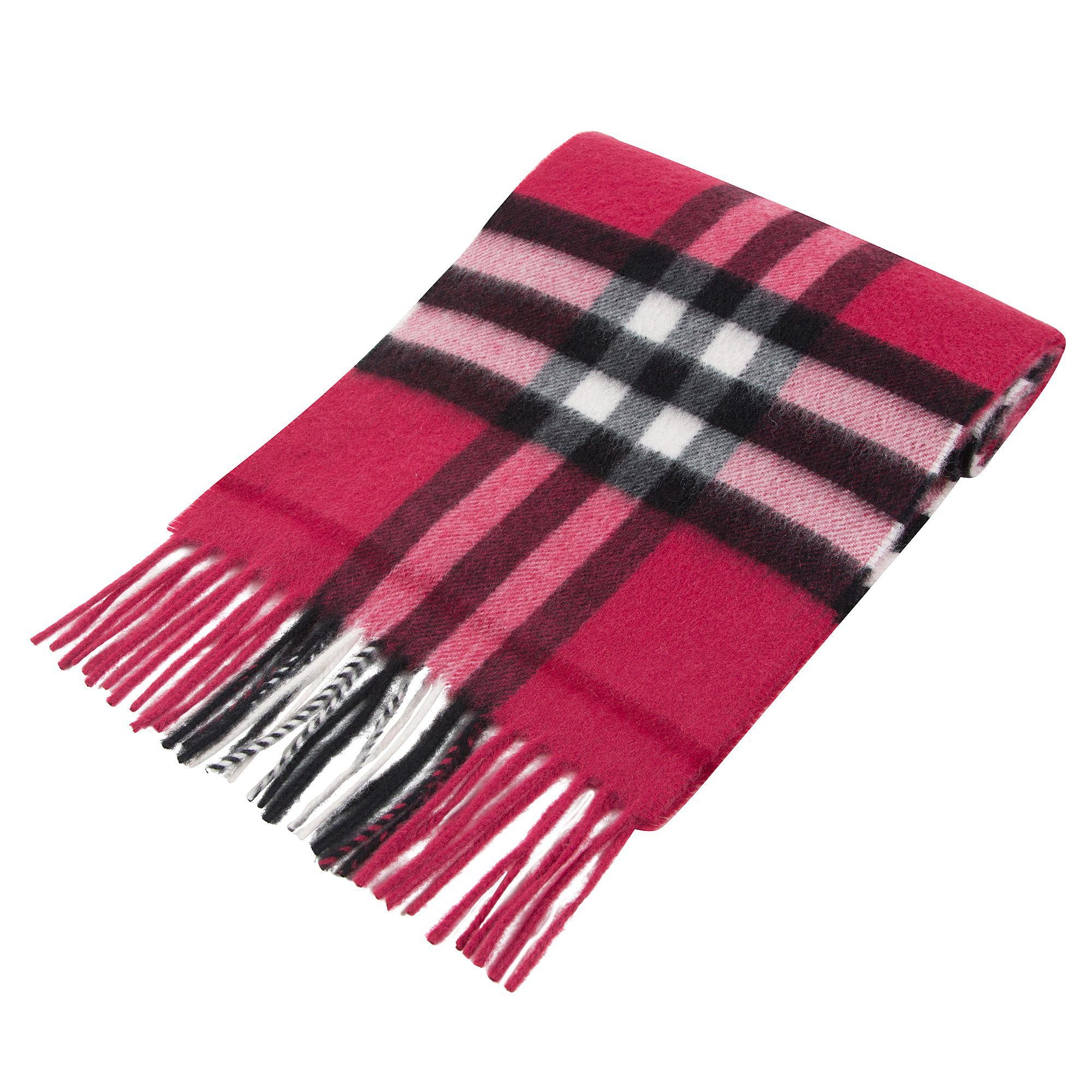 Girls  Fuchsia  Pink   Check   Wool   Scarves