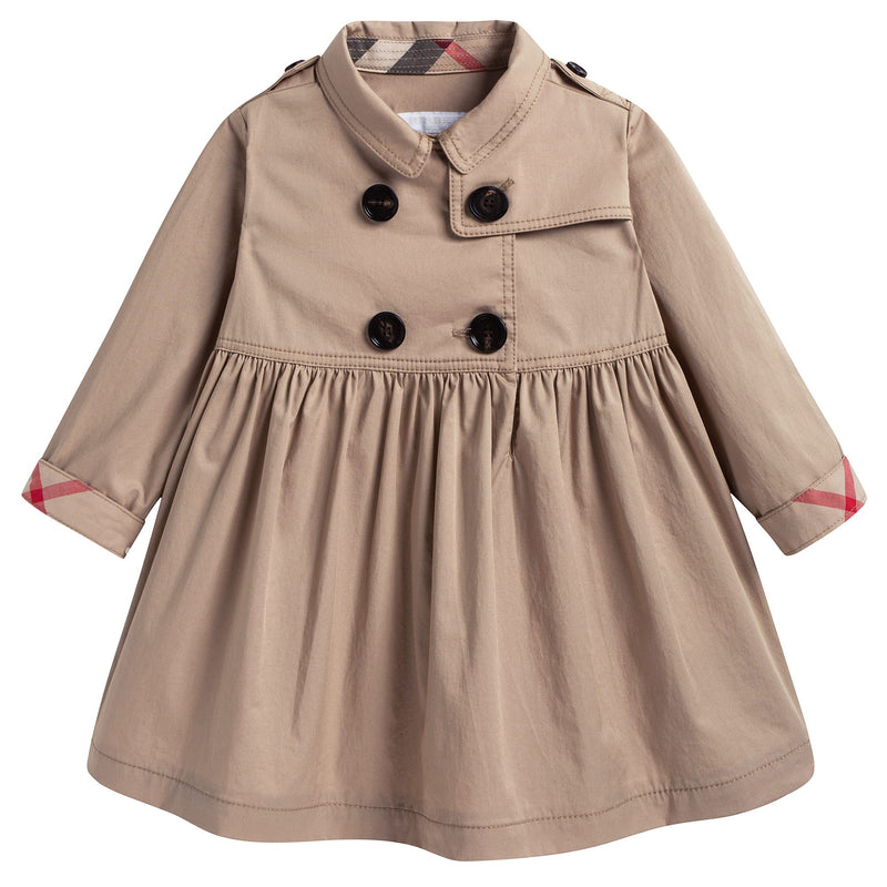 Baby Girls Beige Cotton Trench Dress