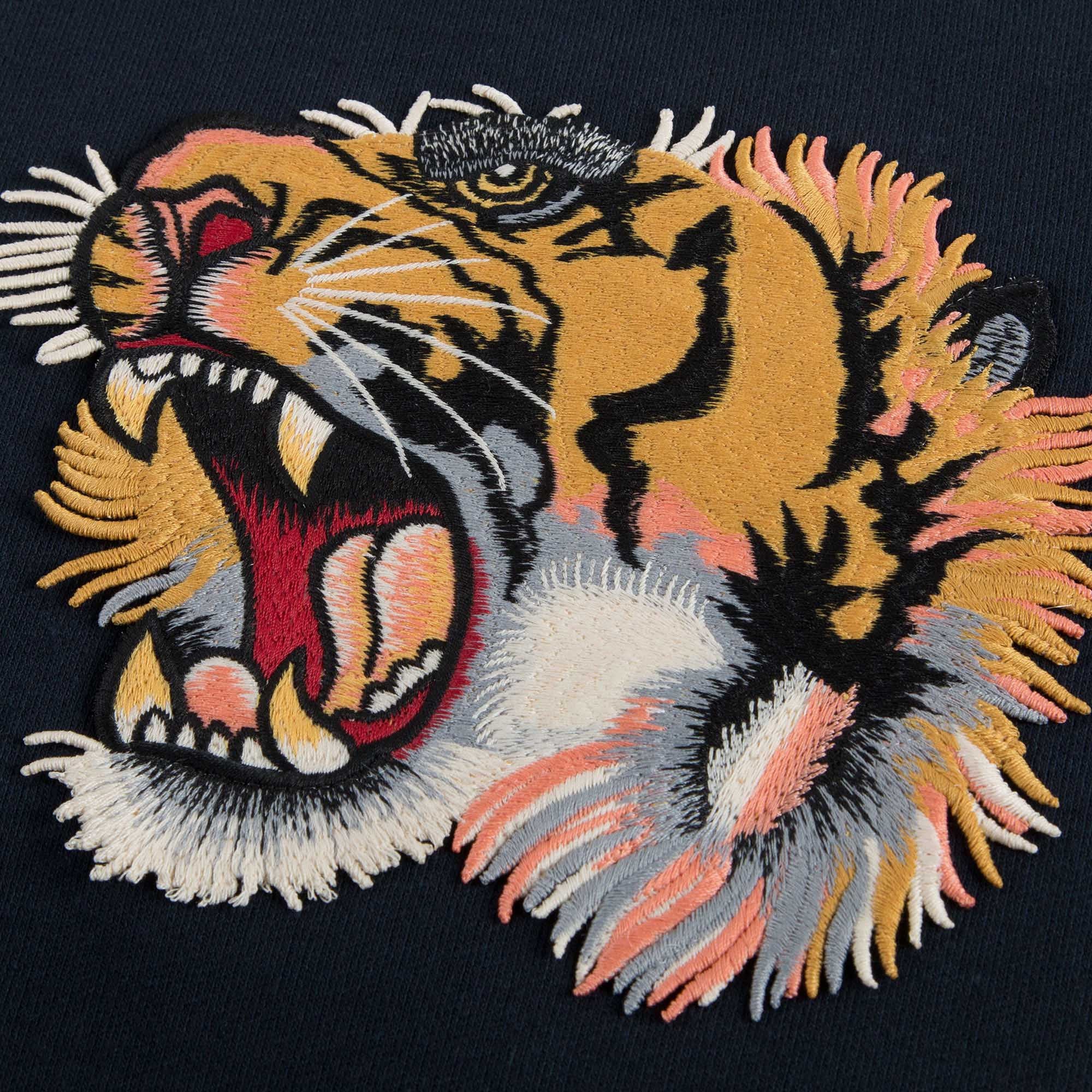 Boys & Girls Navy Blue Cotton Tiger Head Trims Sweashirt