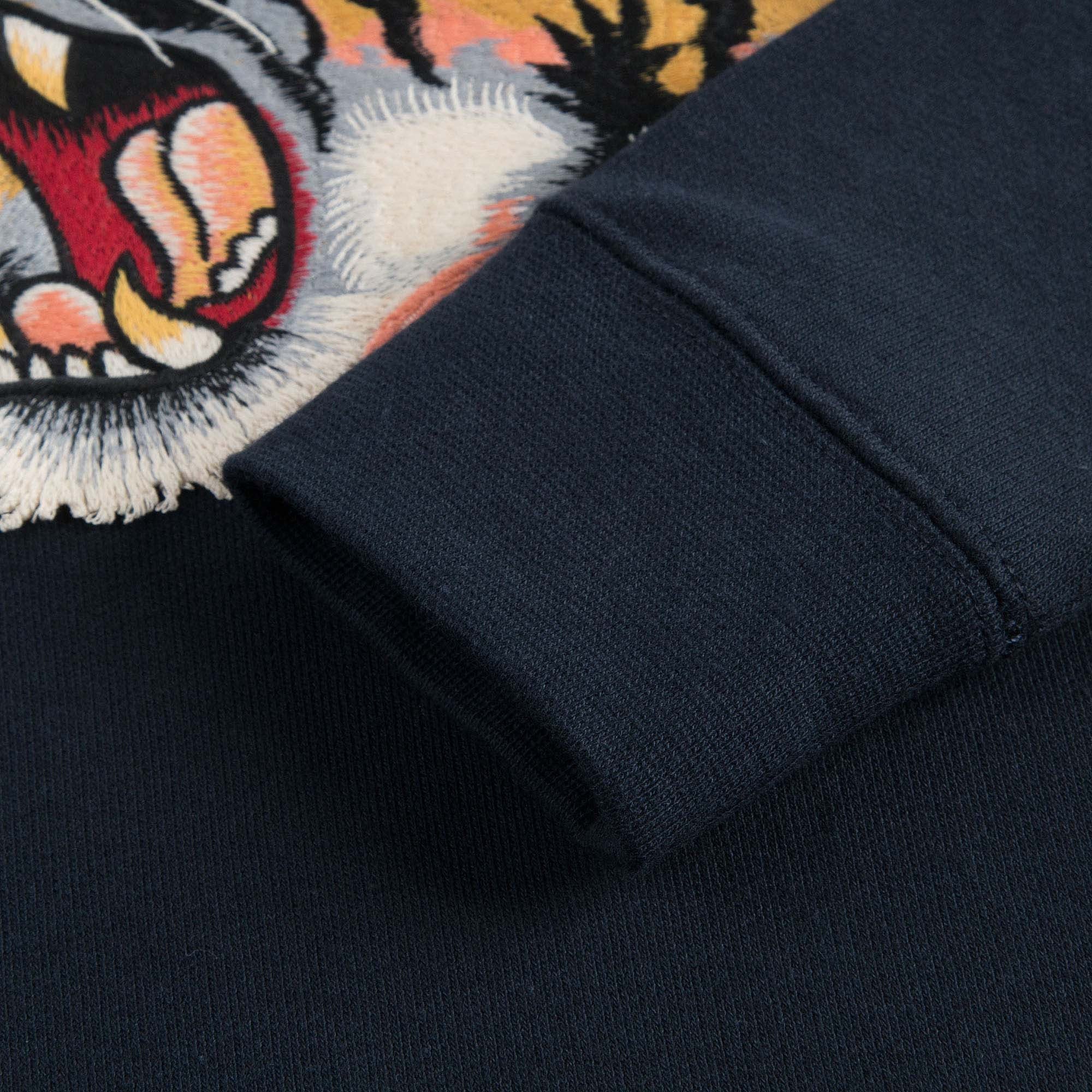 Boys & Girls Navy Blue Cotton Tiger Head Trims Sweashirt