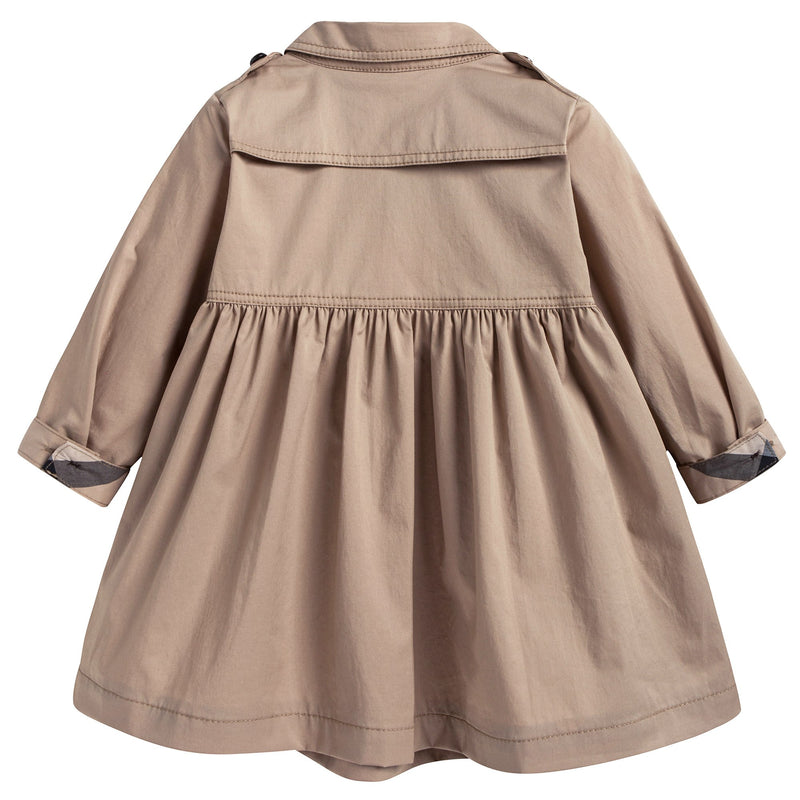 Baby Girls Beige Cotton Trench Dress