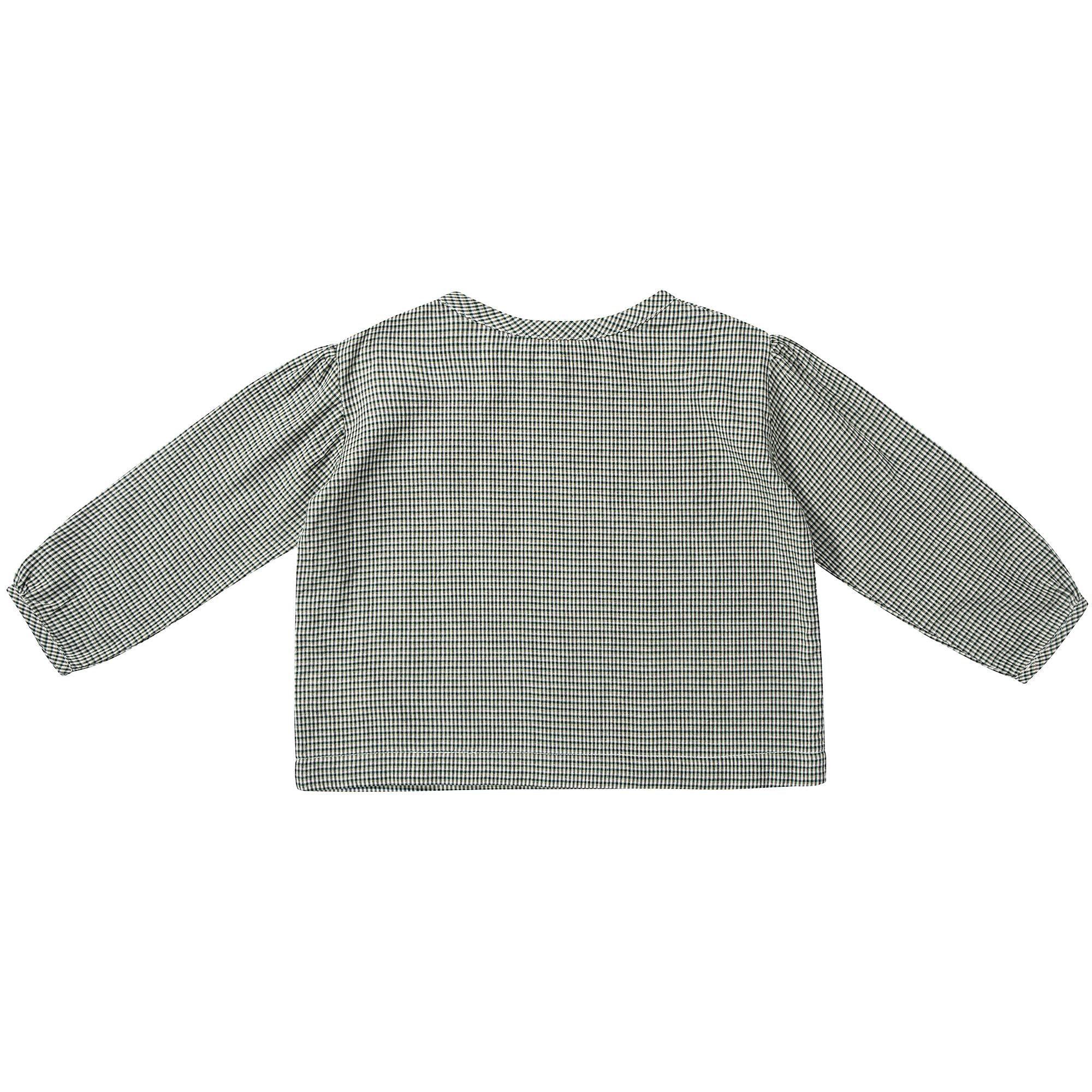 Girls Green  Micro Check Cotton Bluose