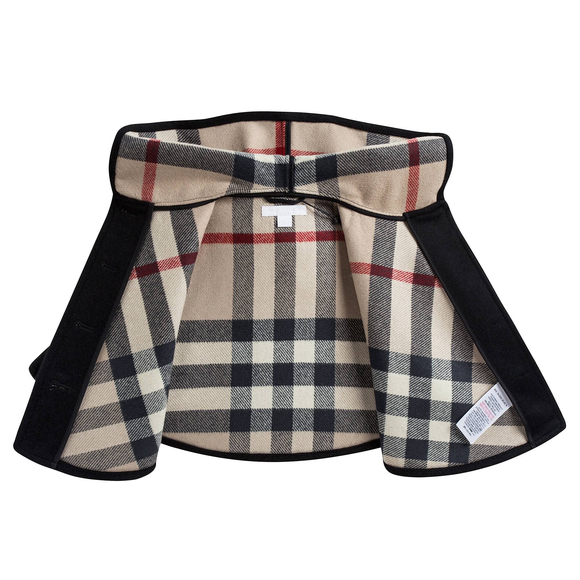 Baby Girls Black Hooded Wool Cape