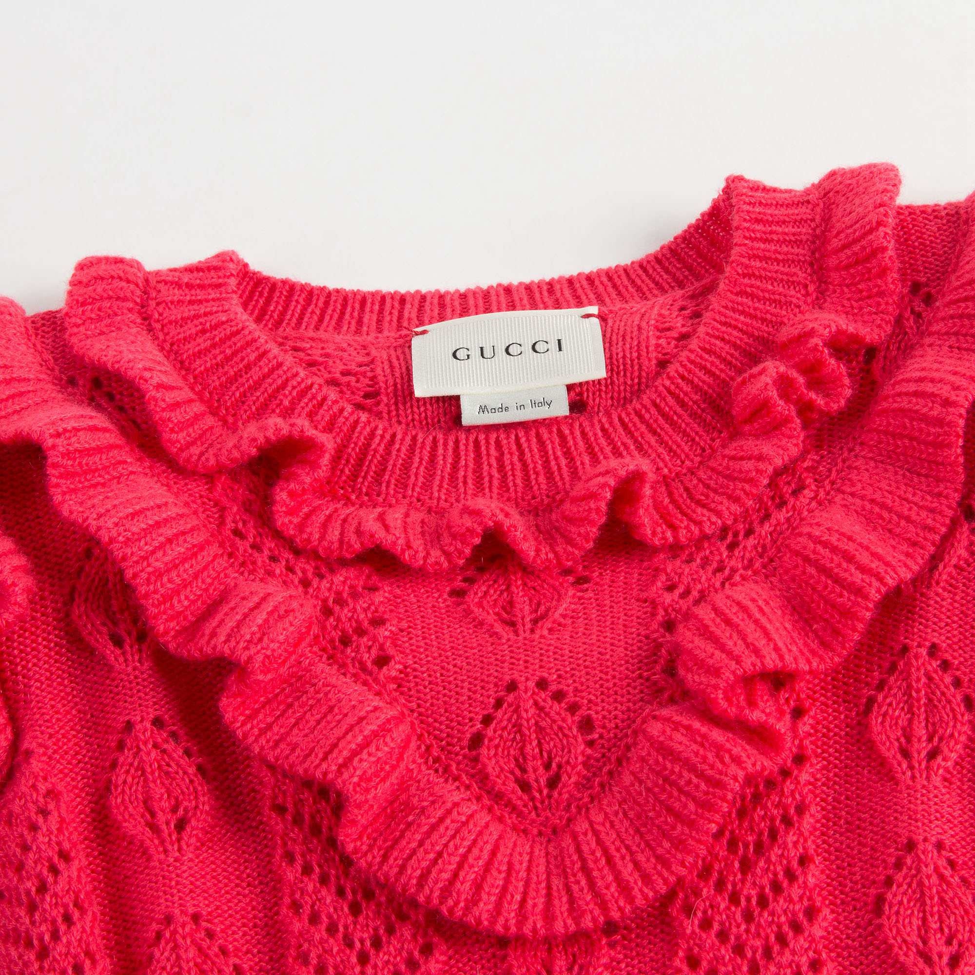 Girls Red Knitted Hollow Short Sleeve Sweater