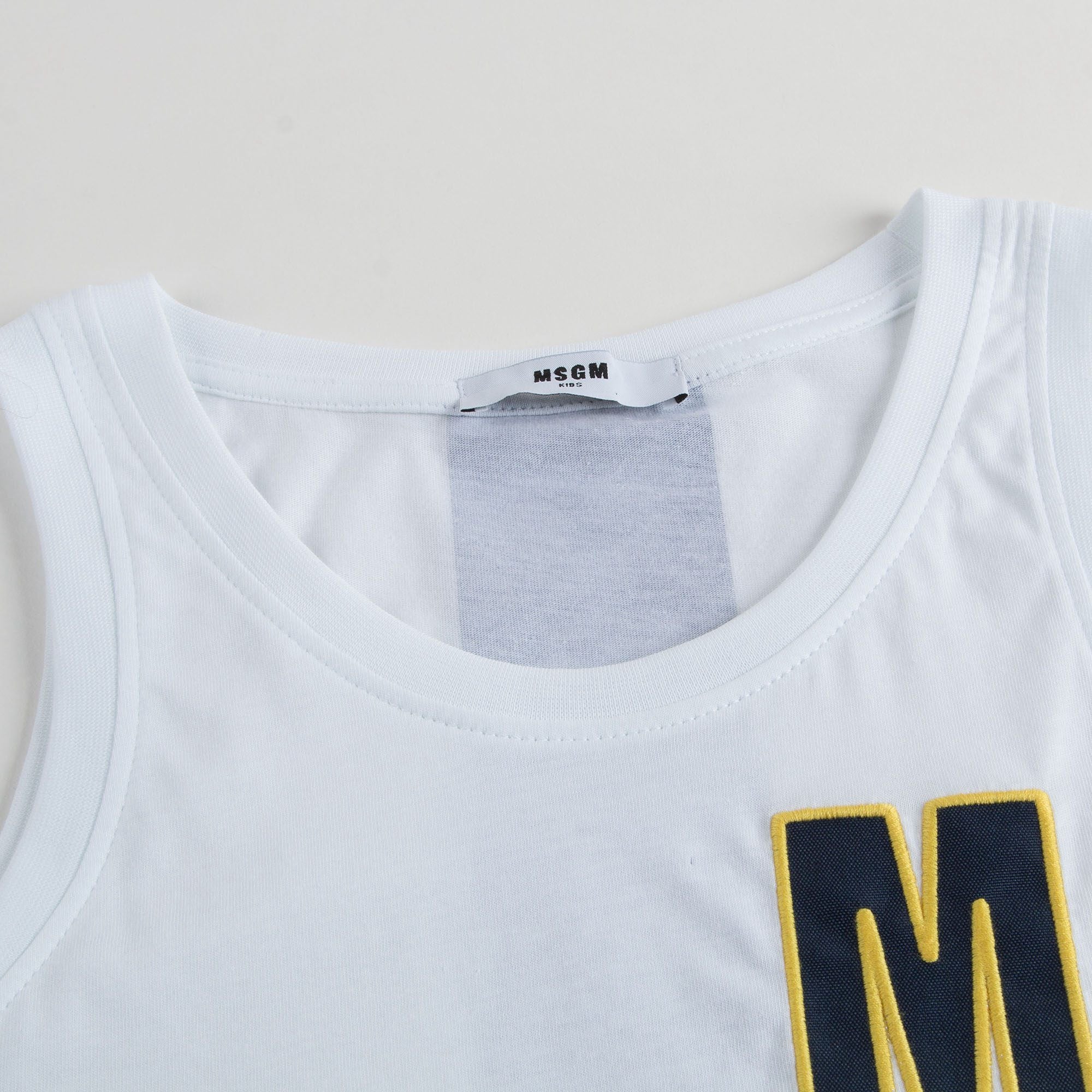 Boys White "M" Vest
