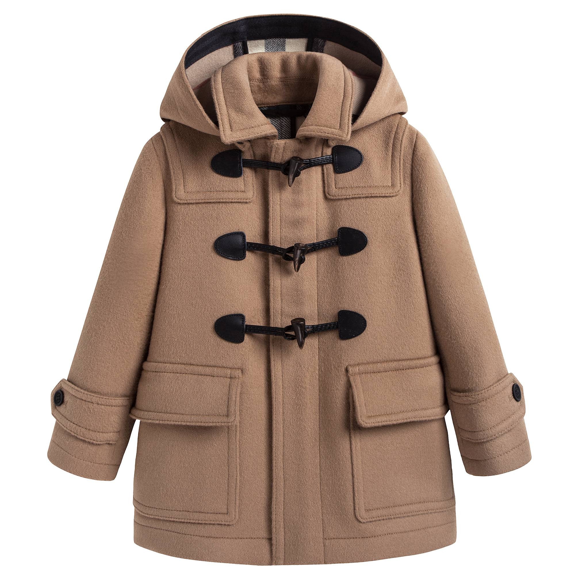 Boys Beige Wool Duffle Coat