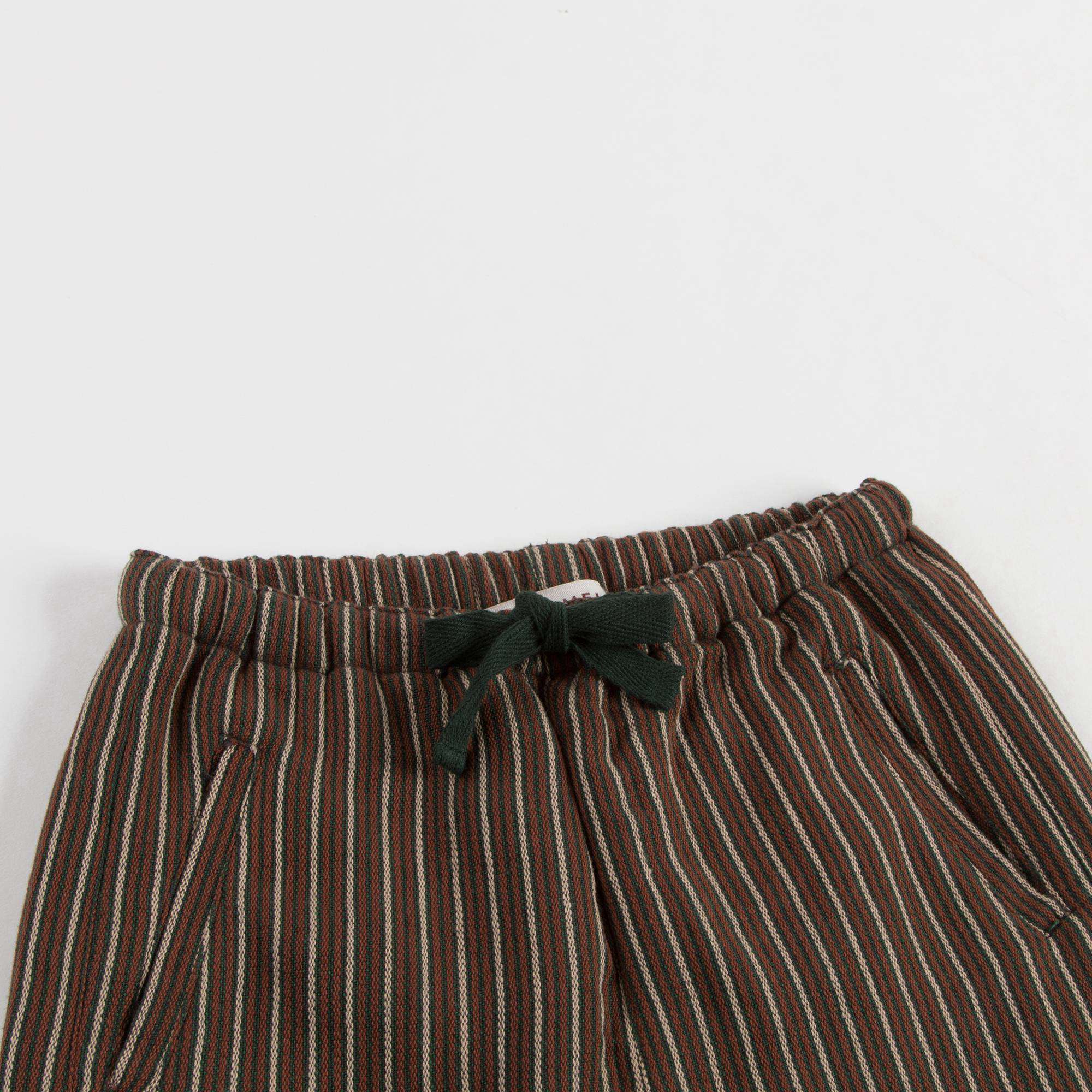 Girls Brown & Green Striped Trousers