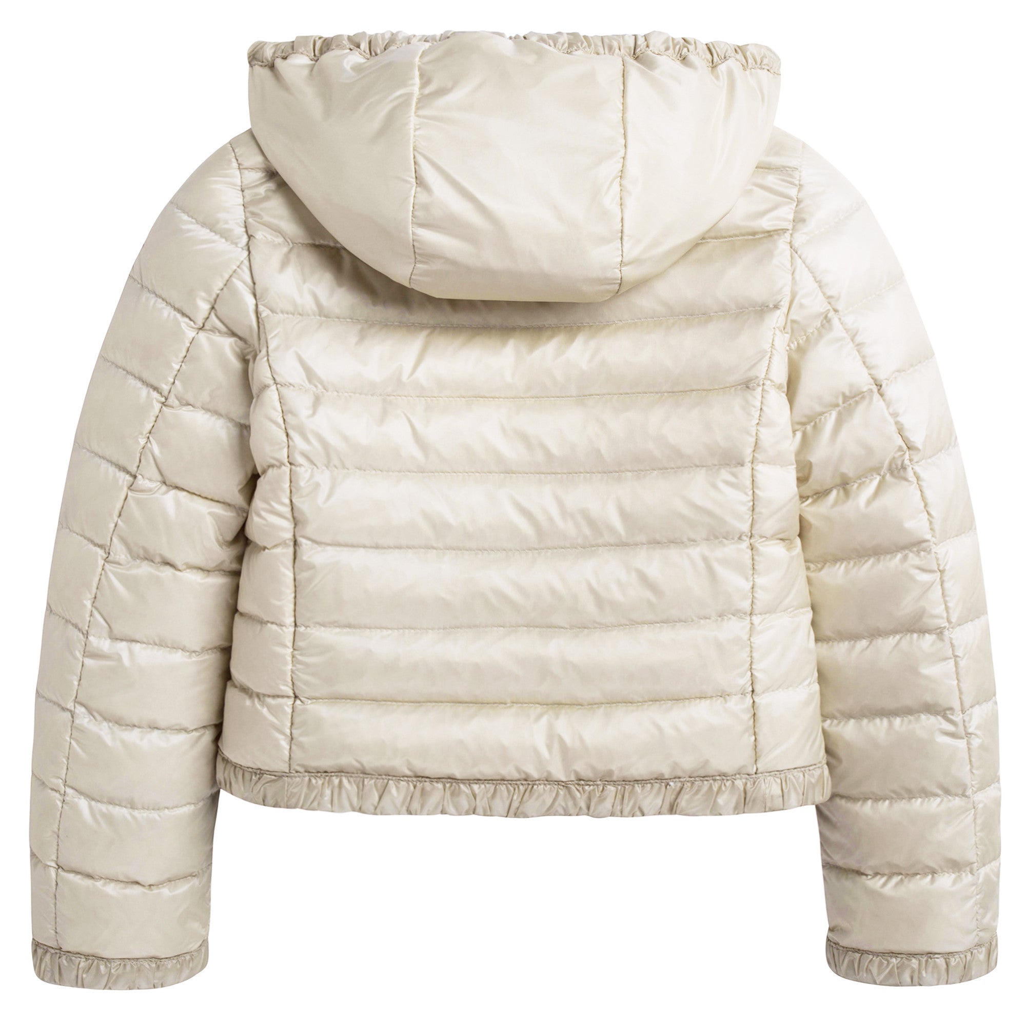 Girls Milk White Down Padded Hooded 'Flavienne' Jacket With Frilly Cuffs
