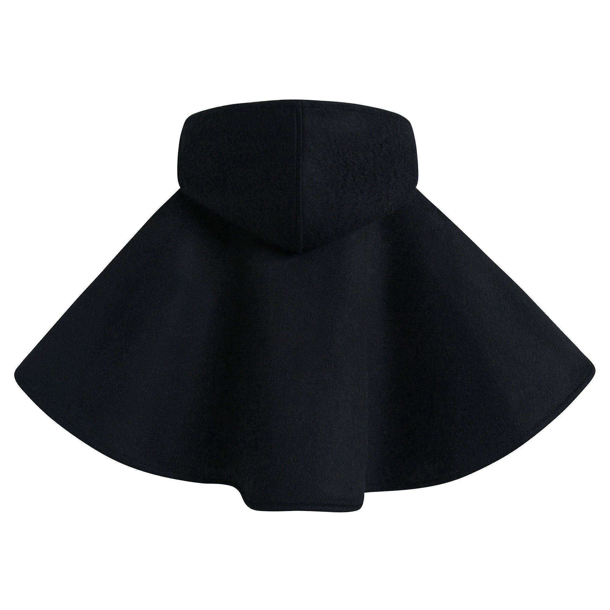 Girls Black Hooded Wool Cape