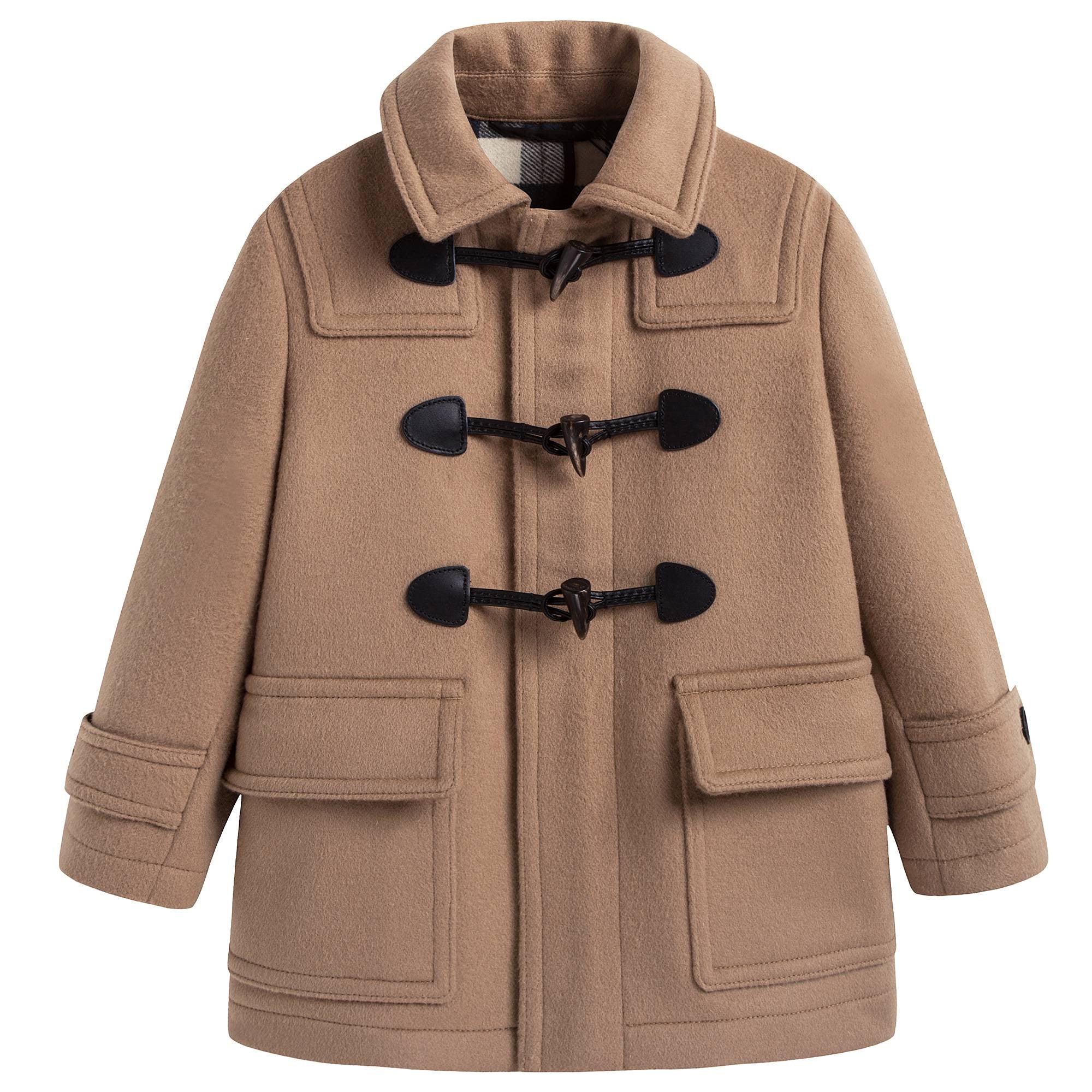 Boys Beige Wool Duffle Coat